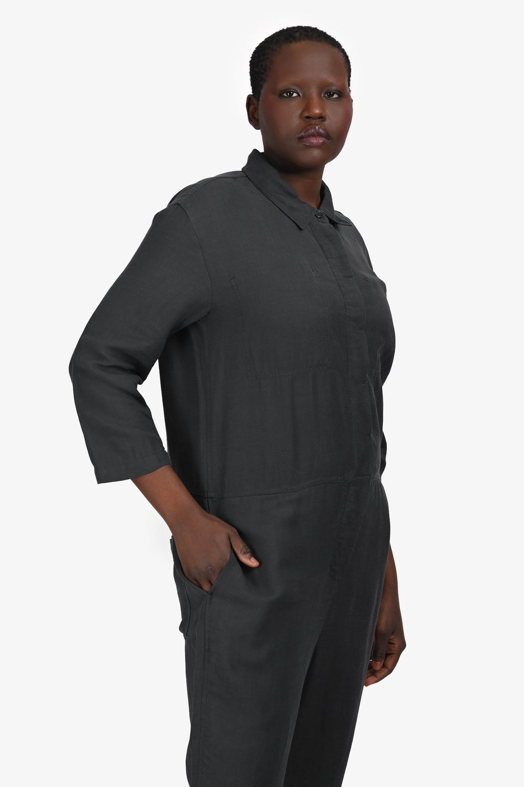 James Perse Grey Cotton Button Down Jumpsuit Size 3