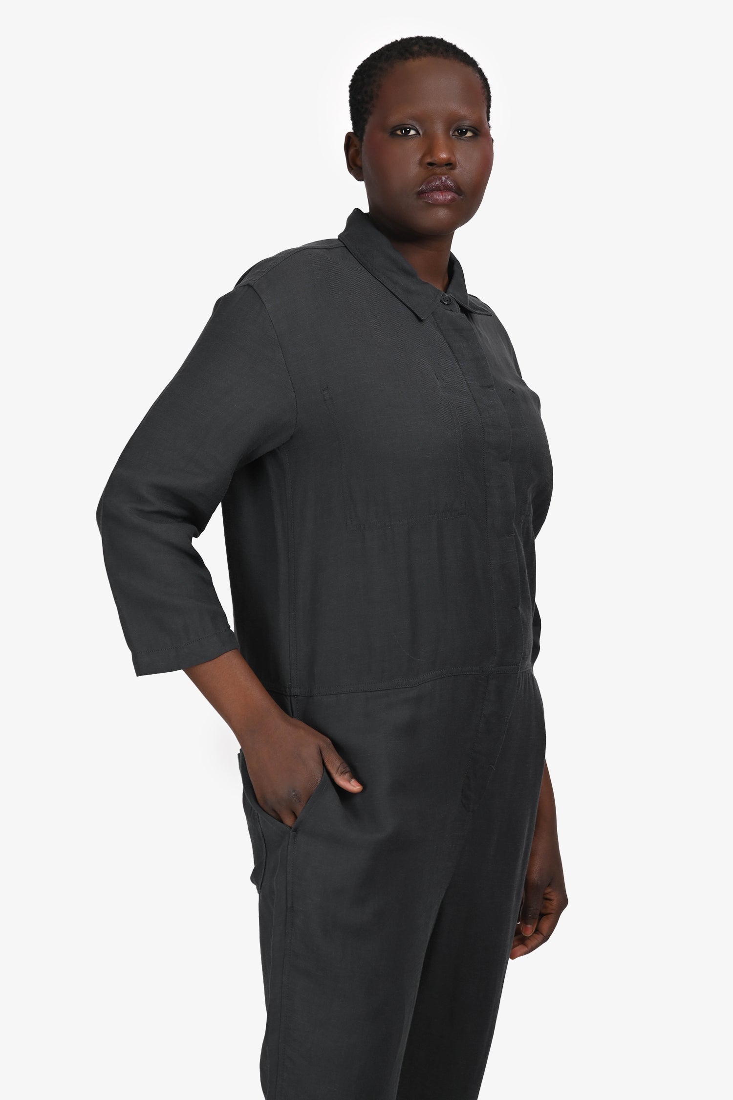 James Perse Grey Cotton Button Down Jumpsuit Size 3