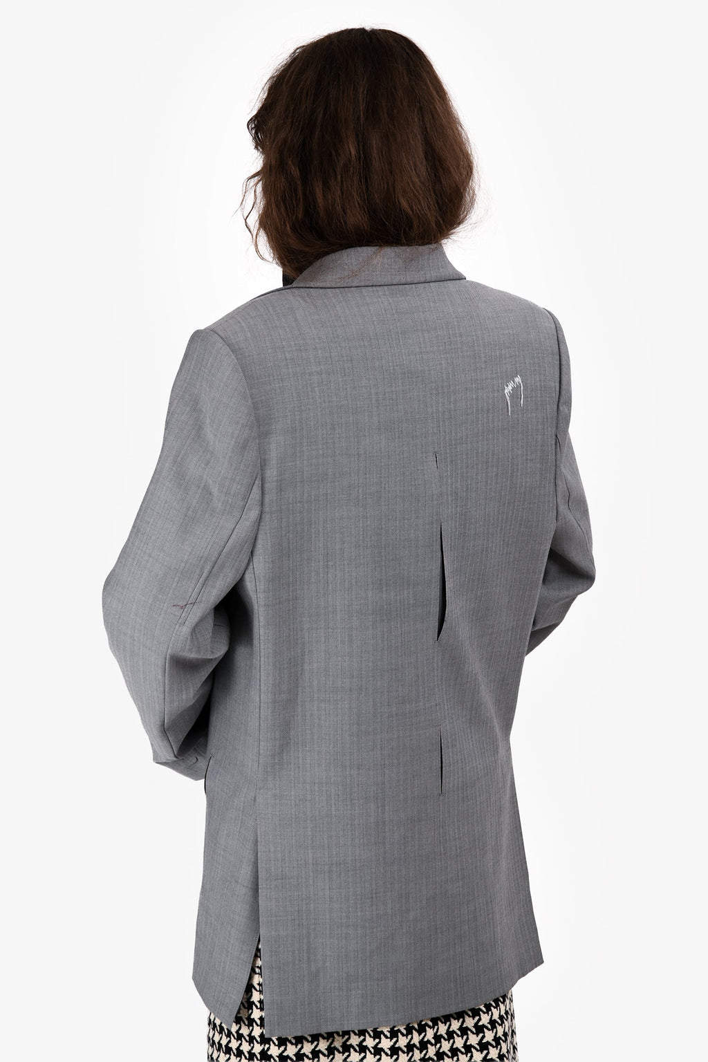 Ader Error Light Grey Wool Herringbone Cut Out Dellne Blazer Size A2