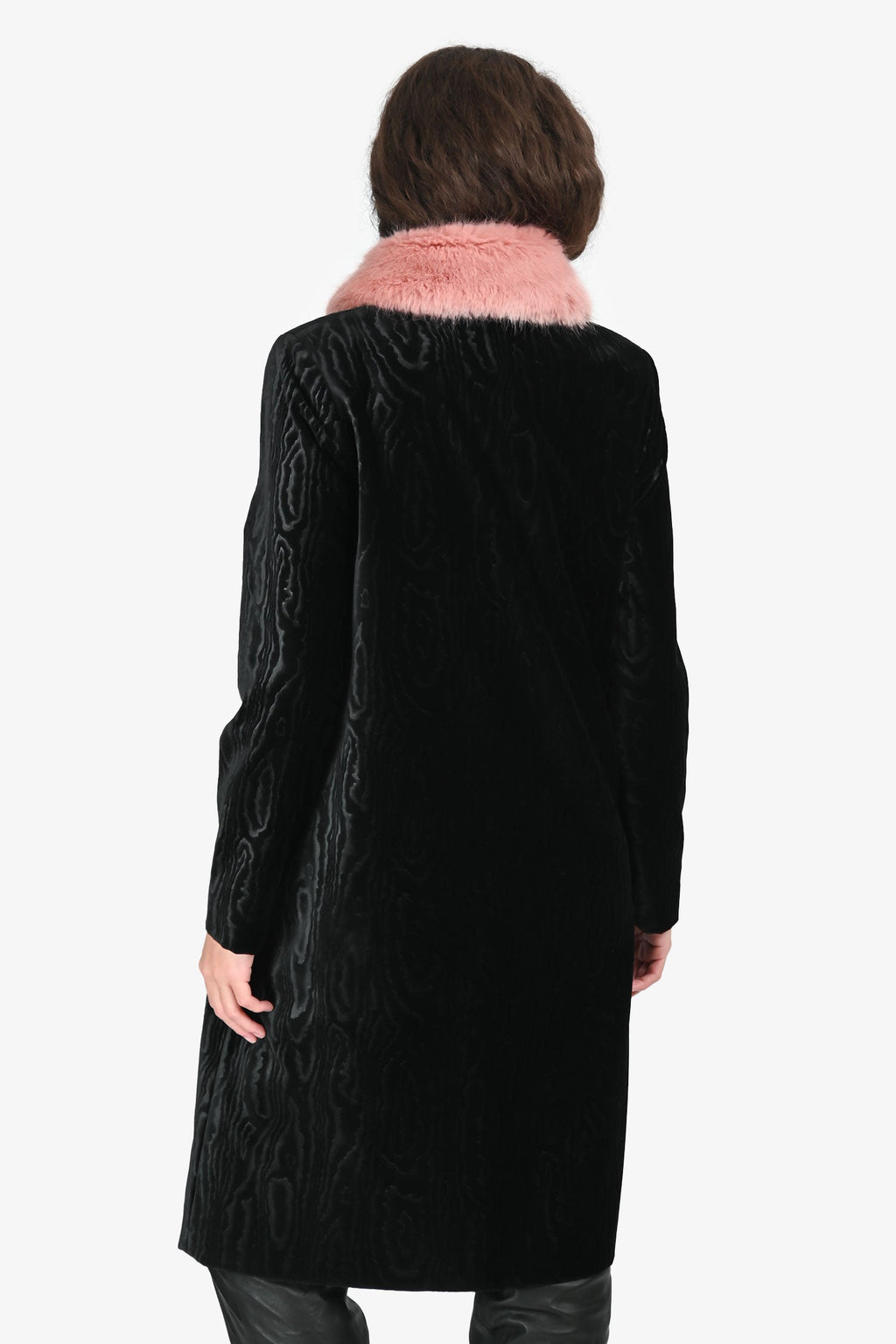 Shrimps Black Velvet Pink Faux Fur Trim Coat Size 12