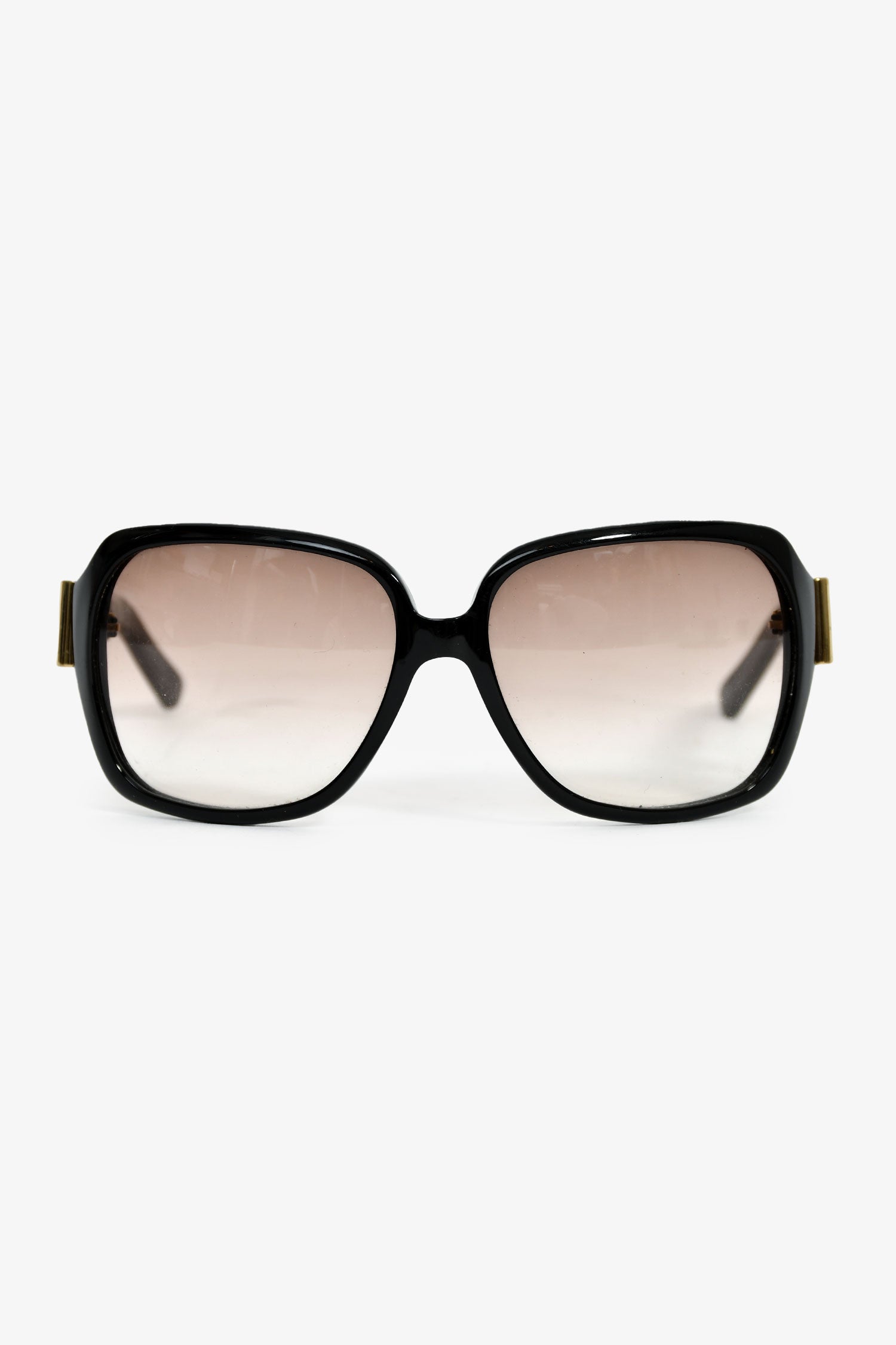 Gucci Black Gold Tone Buckle Detail Oversized Sunglasses