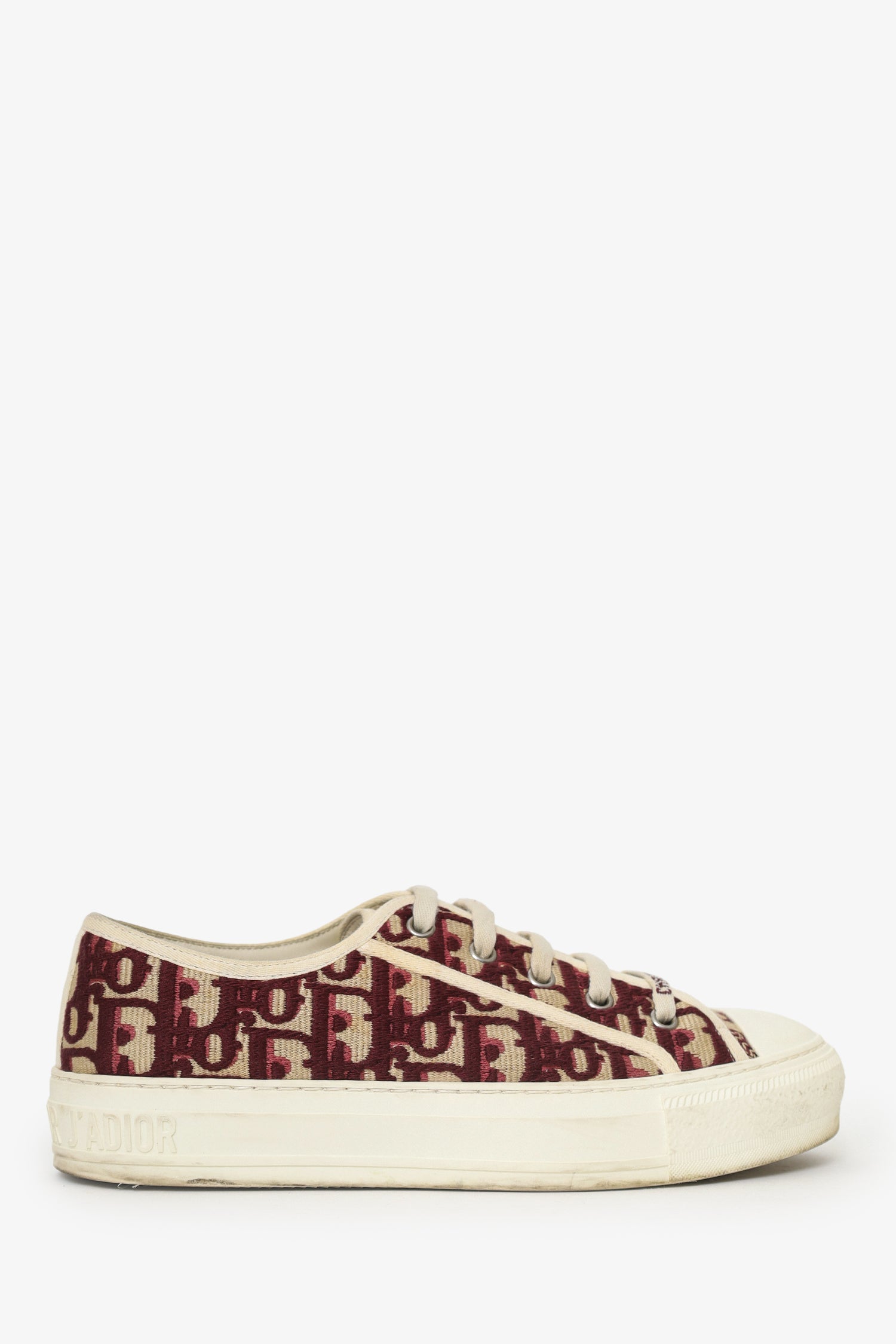 Christian Dior Burgundy Walk'n Dior Low-Top Sneaker Size 37