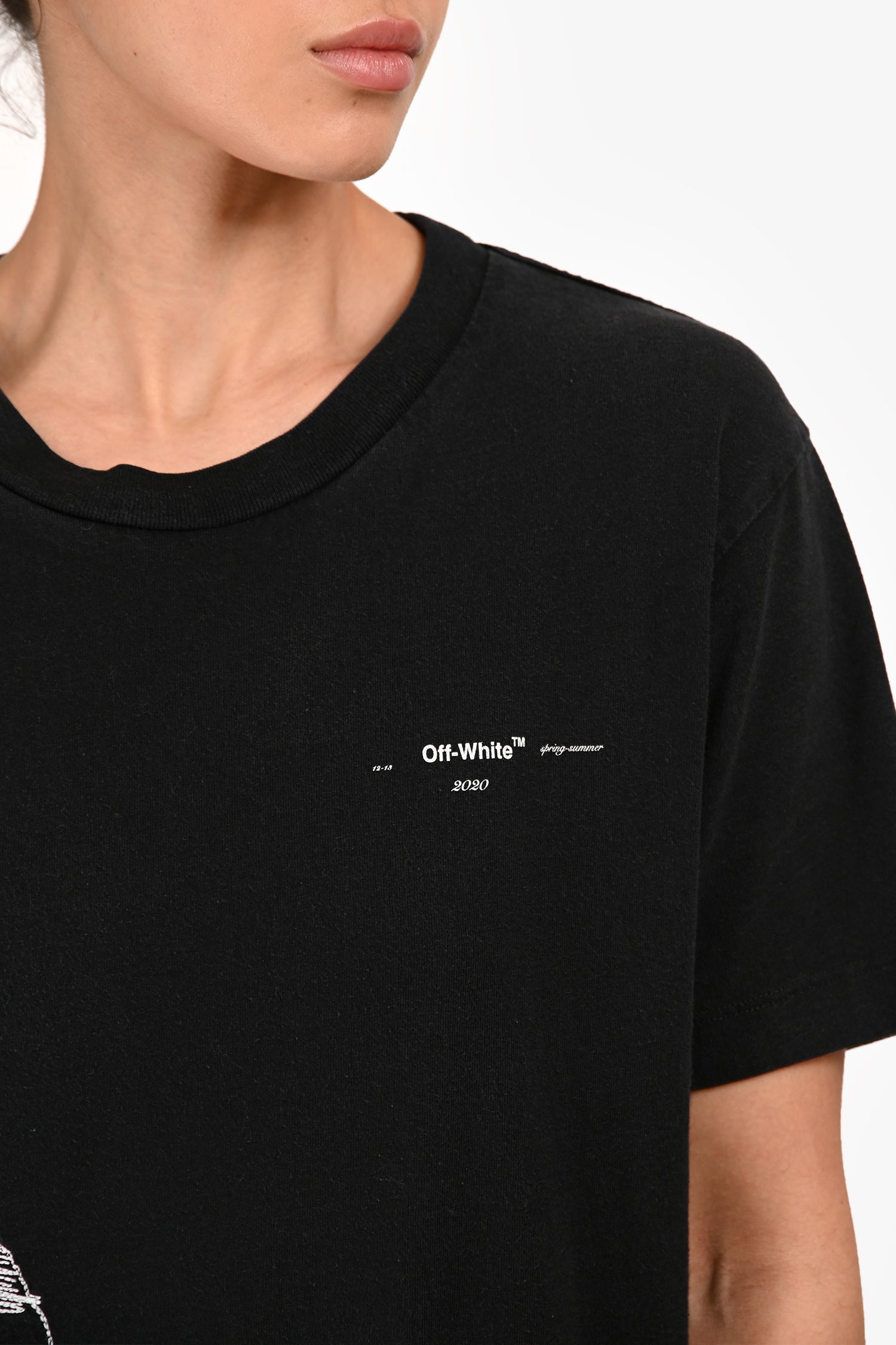 Off-White c/o Virgil Abloh Black/White Embroidered Graphic T-Shirt Size M