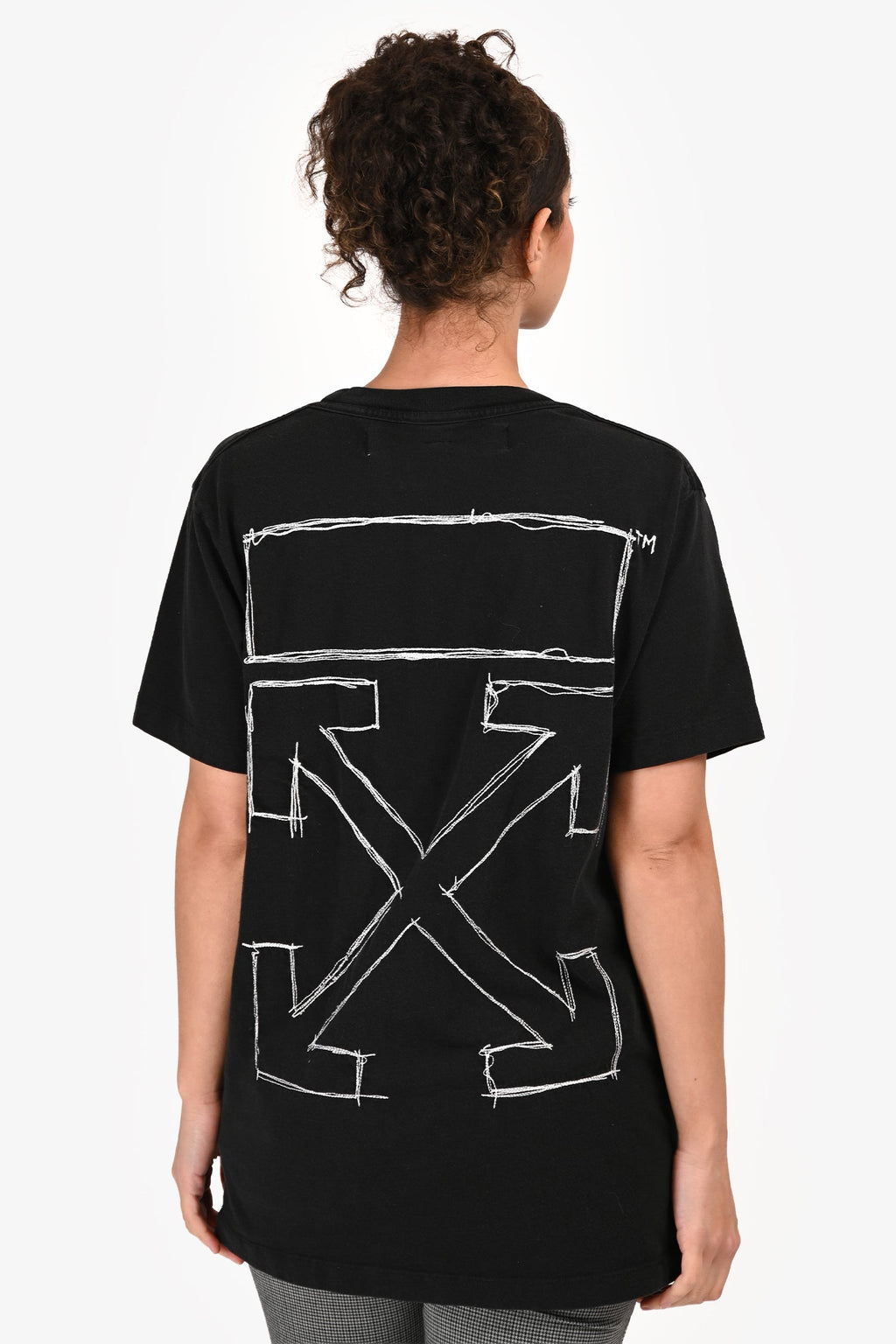 Off-White c/o Virgil Abloh Black/White Embroidered Graphic T-Shirt Size M