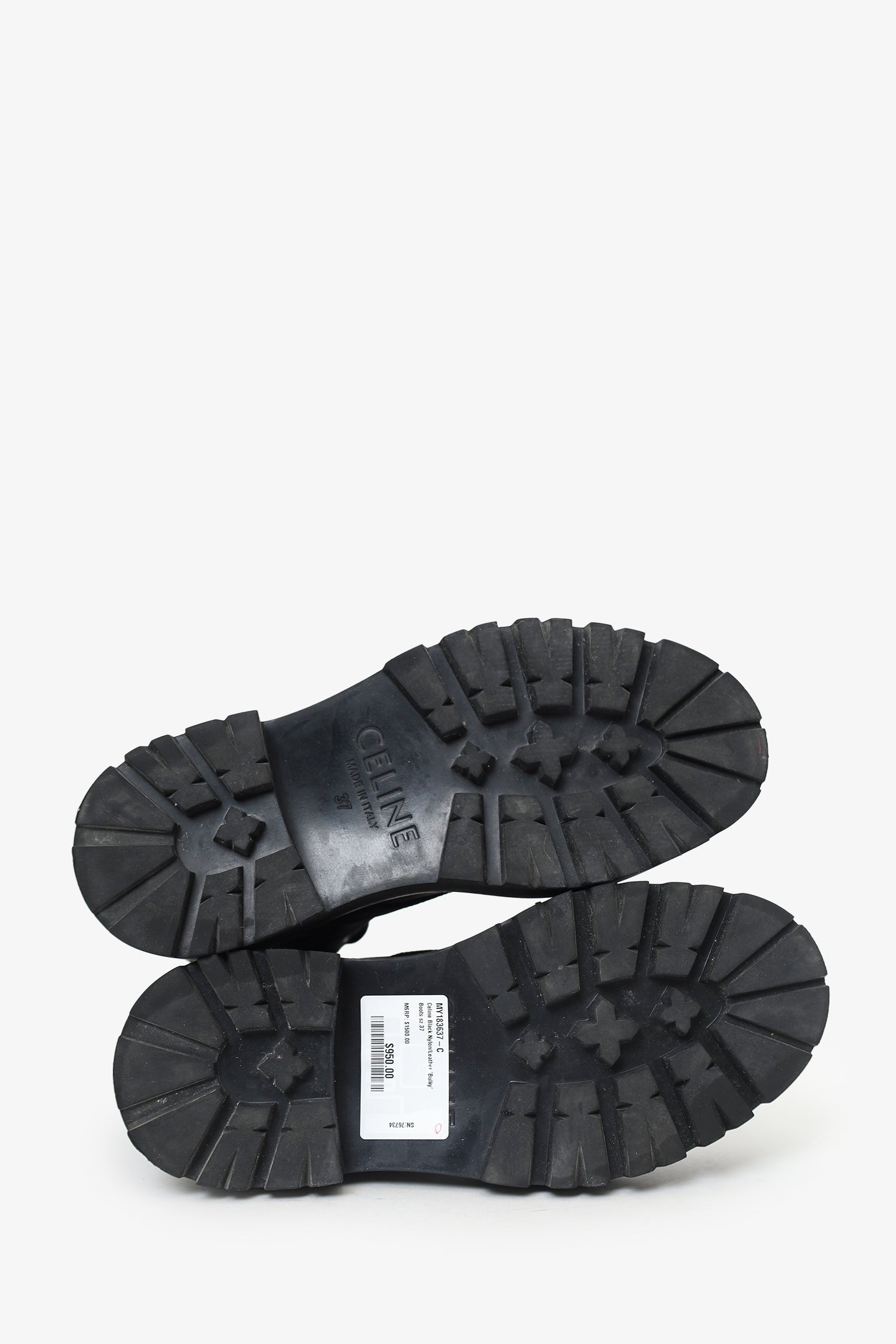 Celine Black Nylon/Leather 'Bulky' Boots Size 37