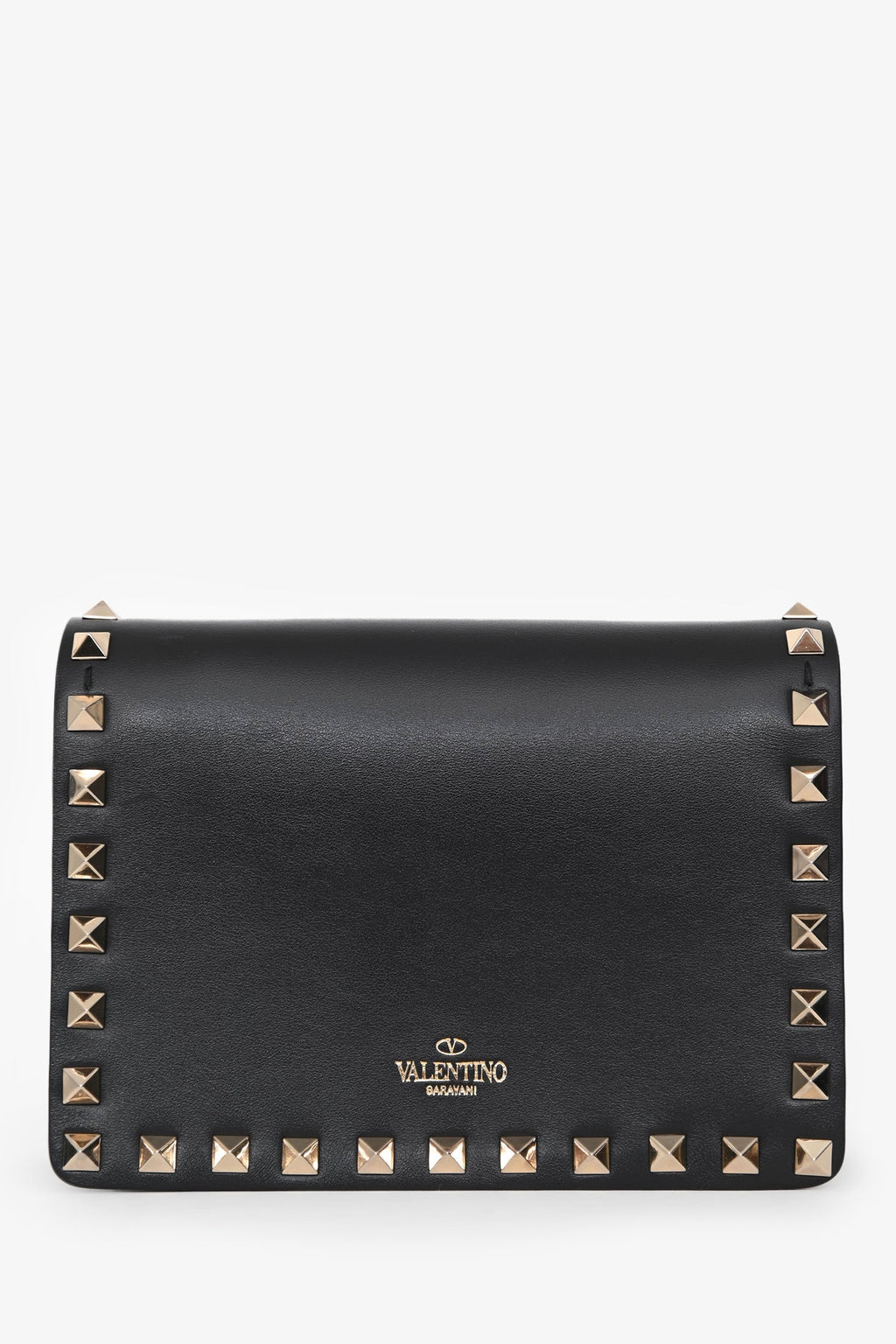 Valentino Black Leather Rockstud Mini Chain Pouch Bag