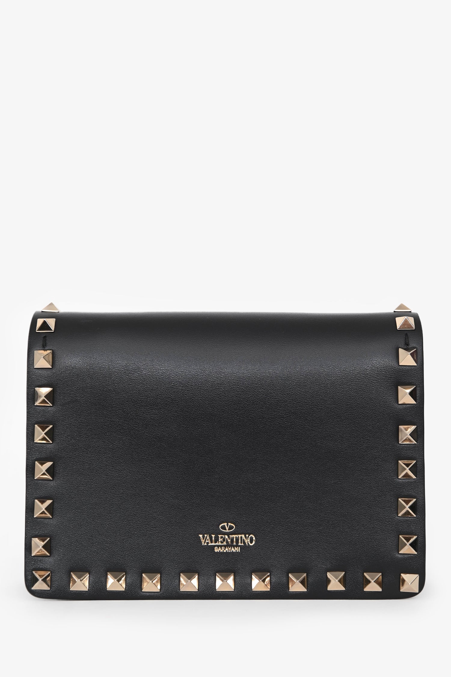 Valentino Black Leather Rockstud Mini Chain Pouch Bag