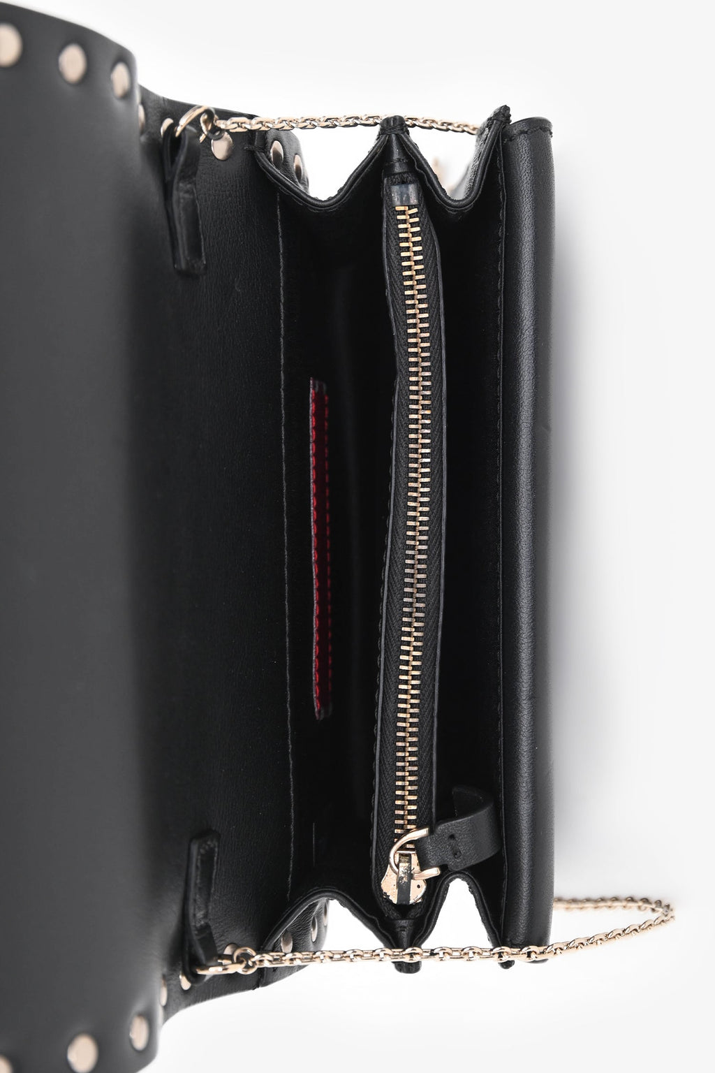 Valentino Black Leather Rockstud Mini Chain Pouch Bag