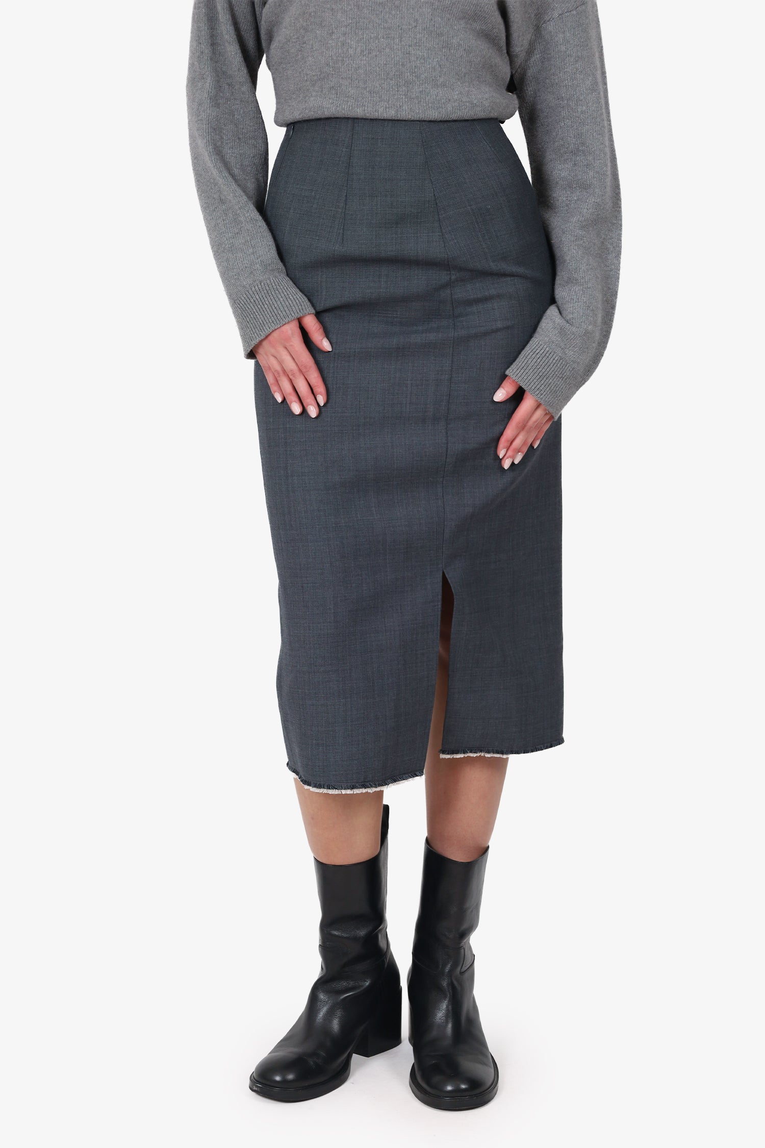 ShuShu Tong Grey Pencil Skirt Size 8