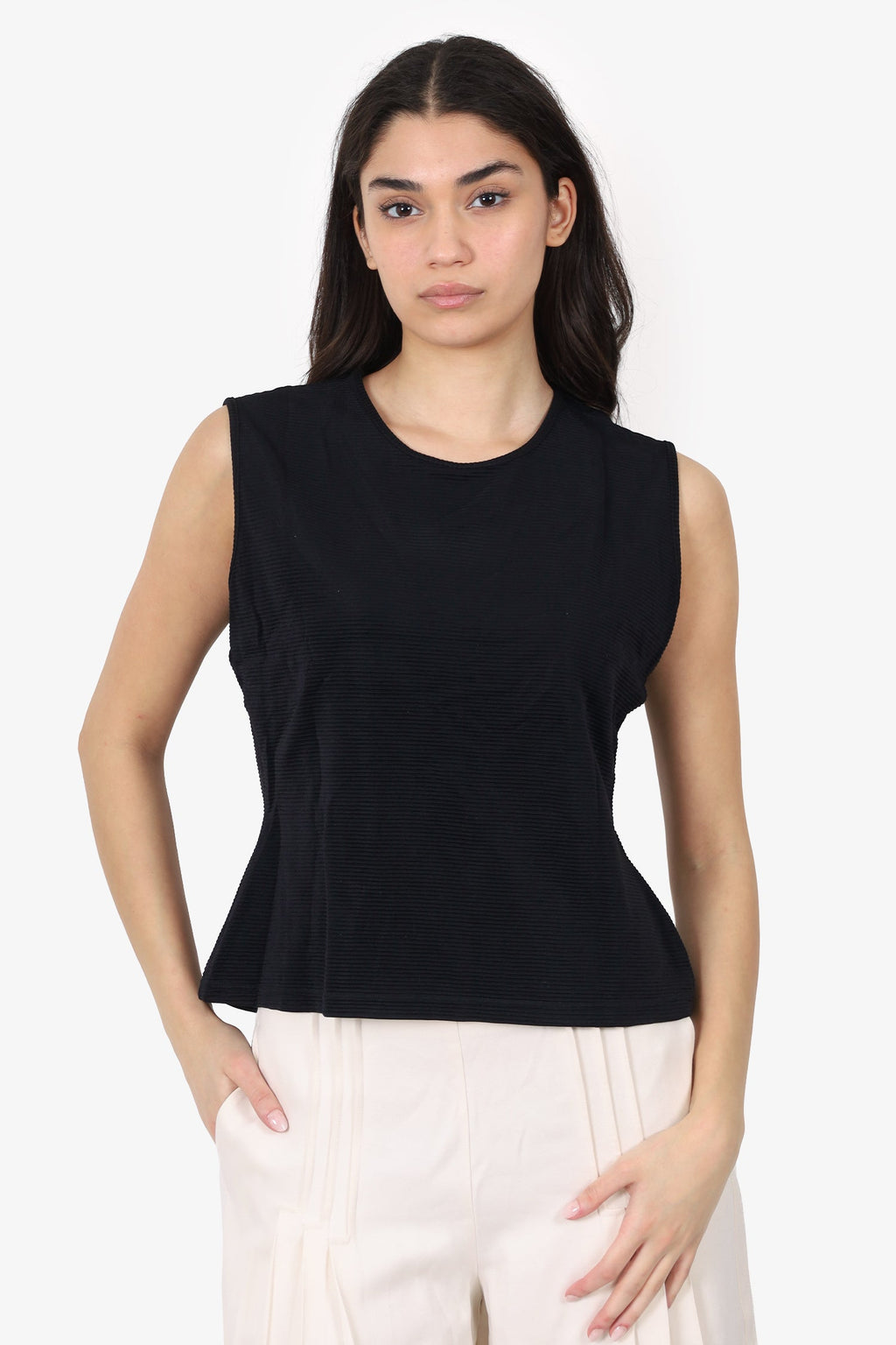 Planet Black Ribbed Sleeveless Top Estimated Size M