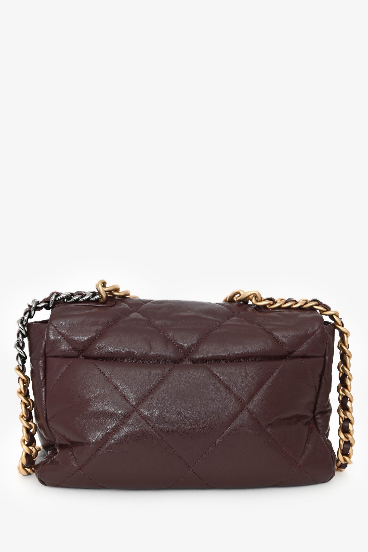 Pre-Loved Chanel™ 2019-20 Burgundy Leather Large 19 Flap Chain Bag