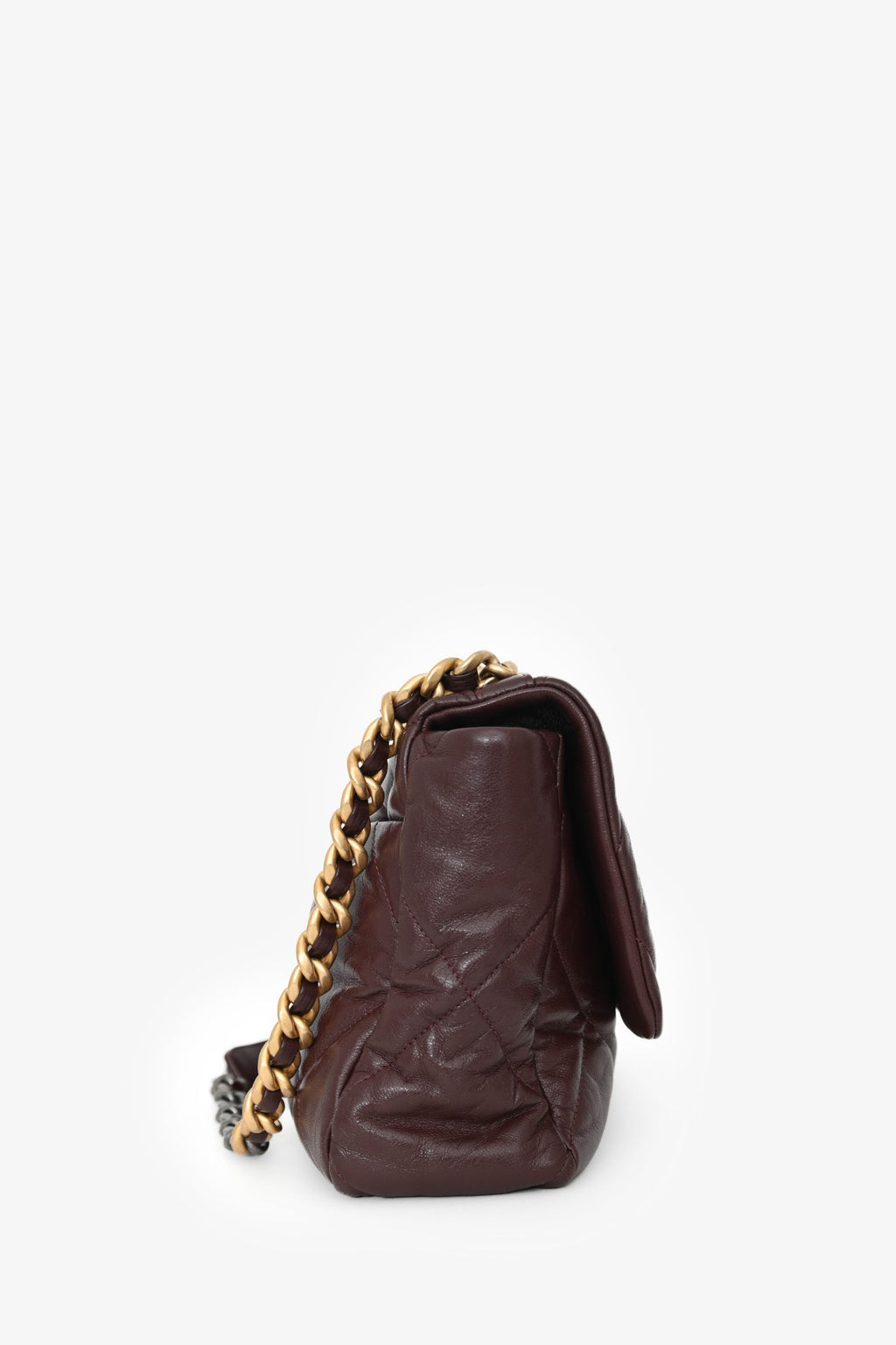 Pre-Loved Chanel™ 2019-20 Burgundy Leather Large 19 Flap Chain Bag