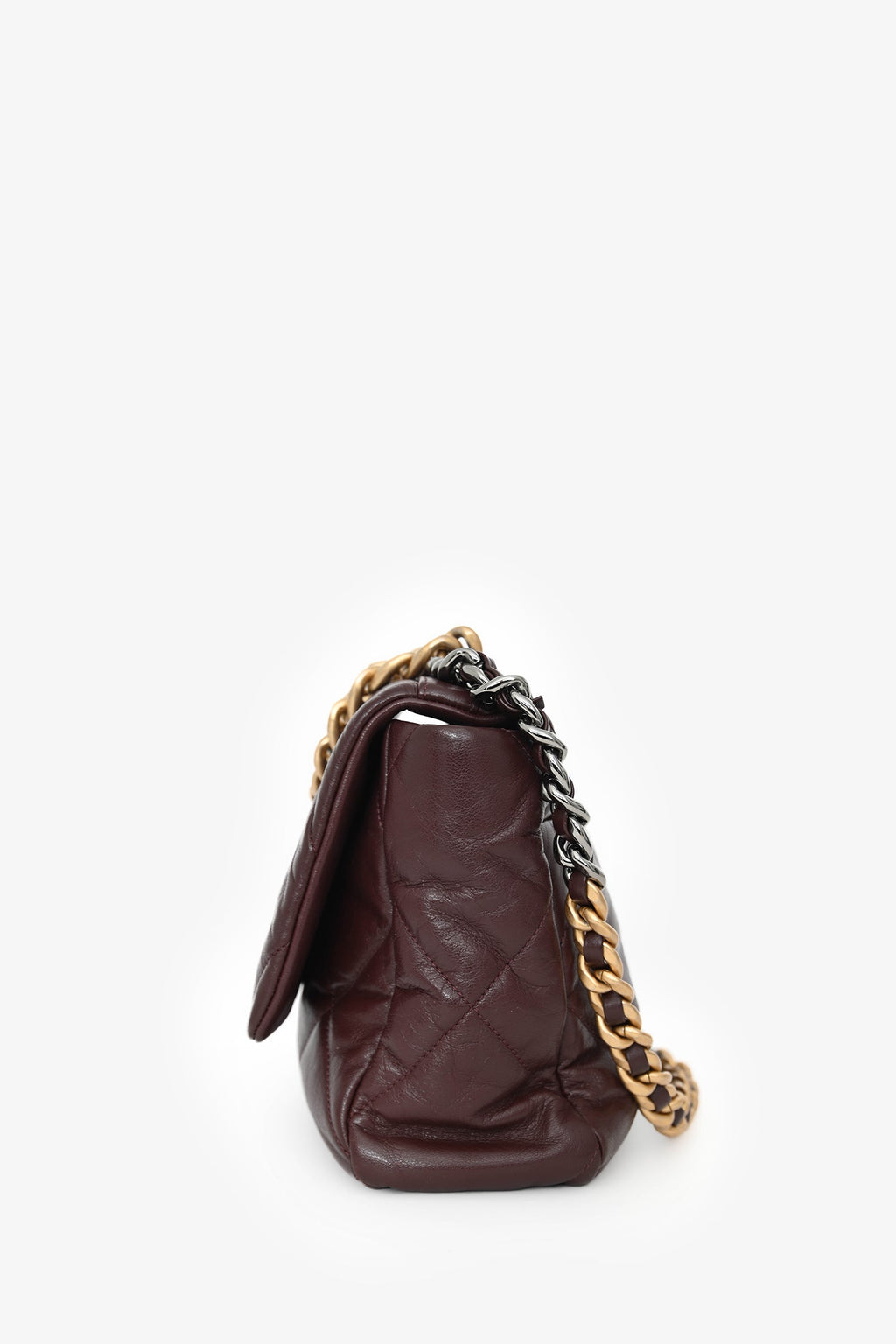 Pre-Loved Chanel™ 2019-20 Burgundy Leather Large 19 Flap Chain Bag