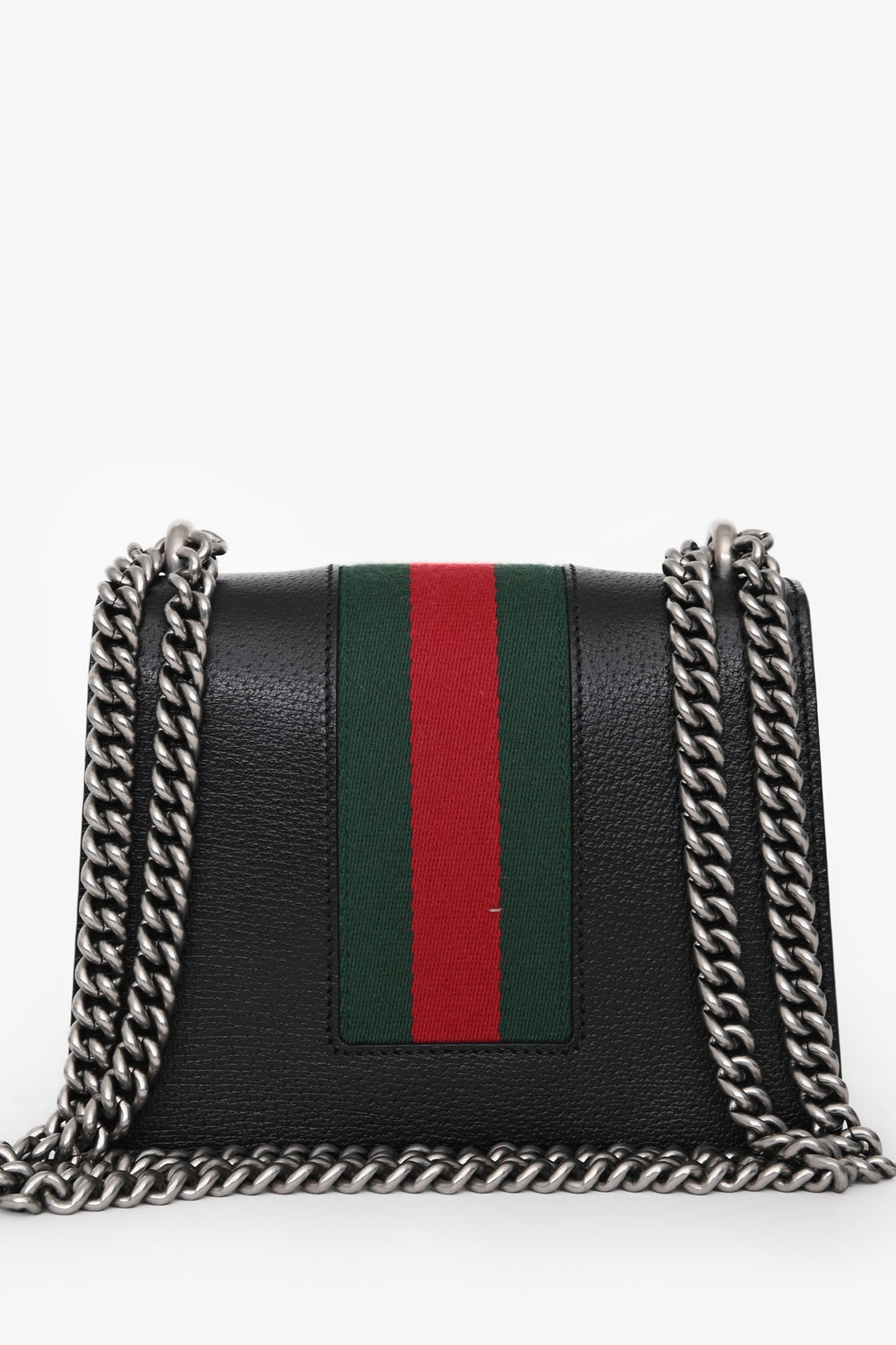 Gucci Black Leather Mini Dionysus Web Mixed Hardware Chain Bag