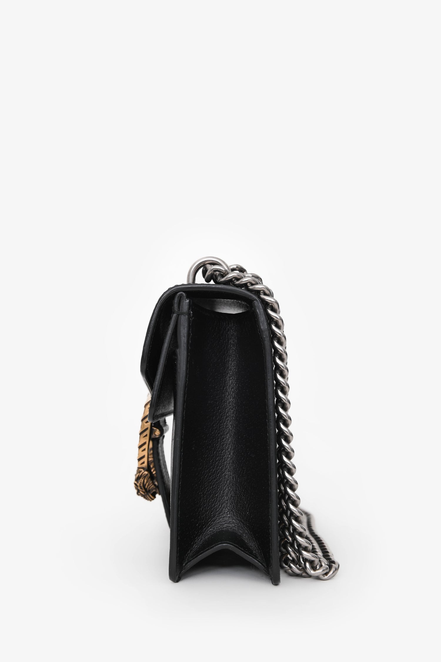 Gucci Black Leather Mini Dionysus Web Mixed Hardware Chain Bag
