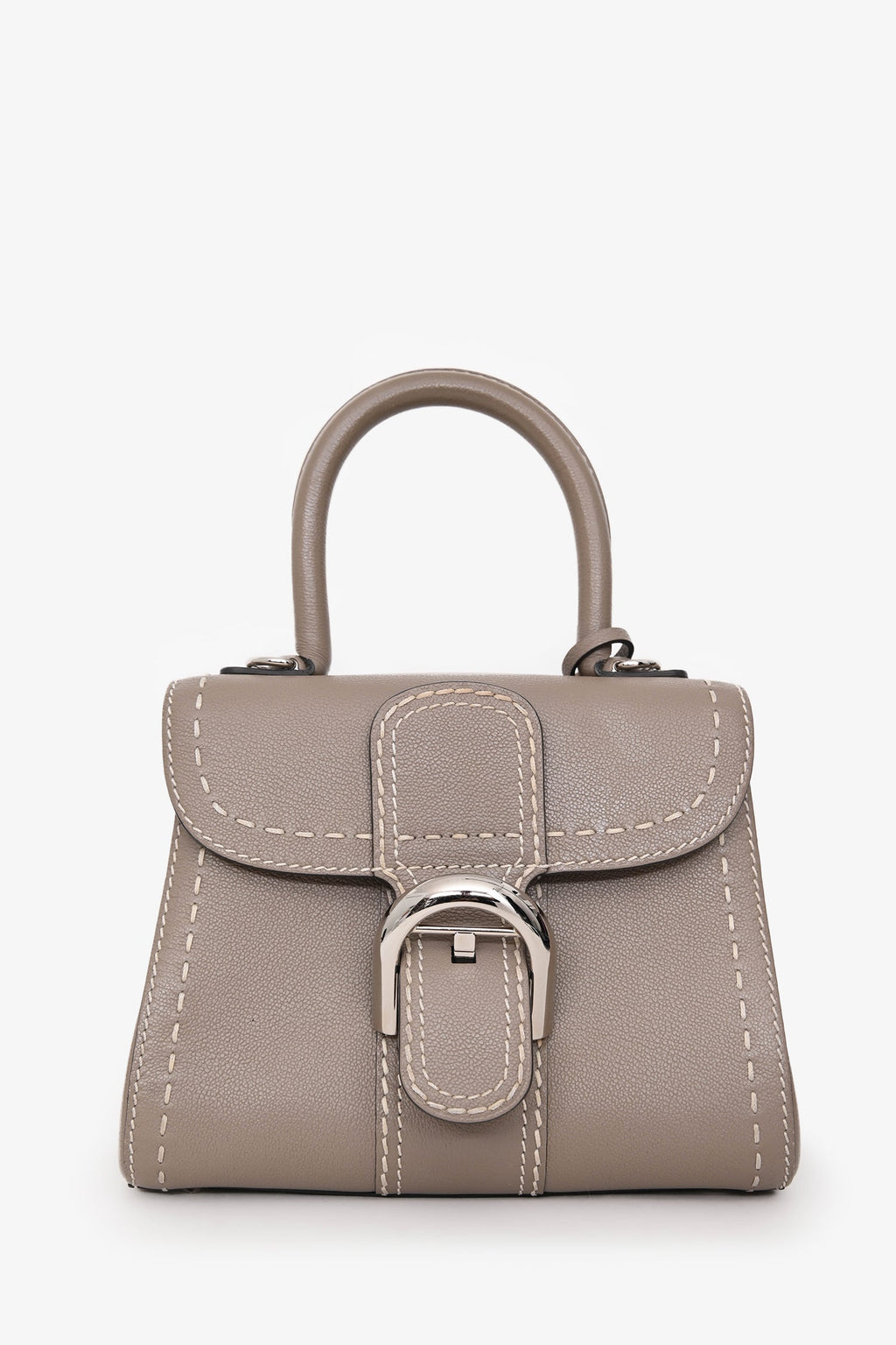 Delvaux Grey Calf Leather Surpique Brillant Mini Bag SHW with Strap