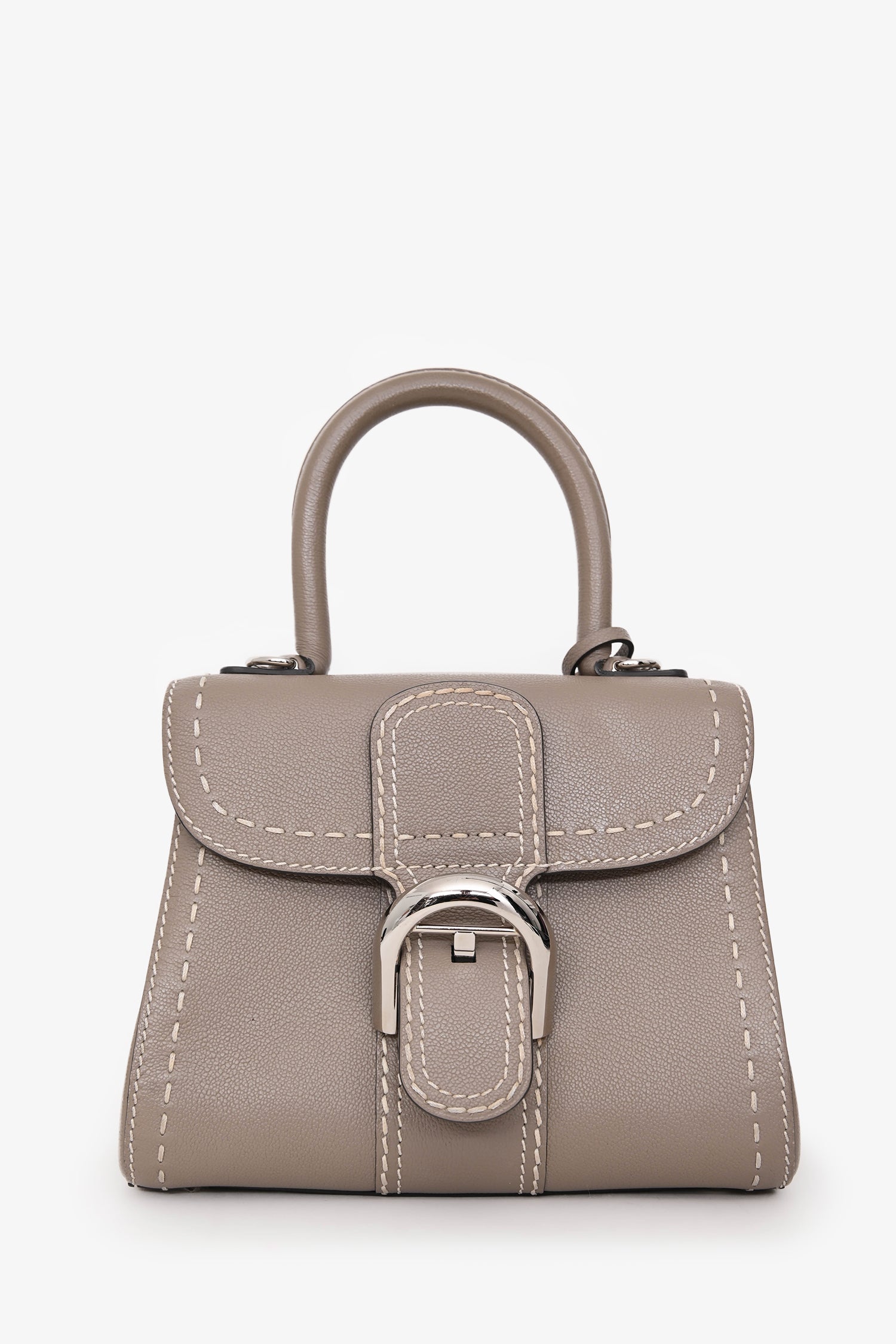 Delvaux Grey Calf Leather Surpique Brillant Mini Bag SHW with Strap