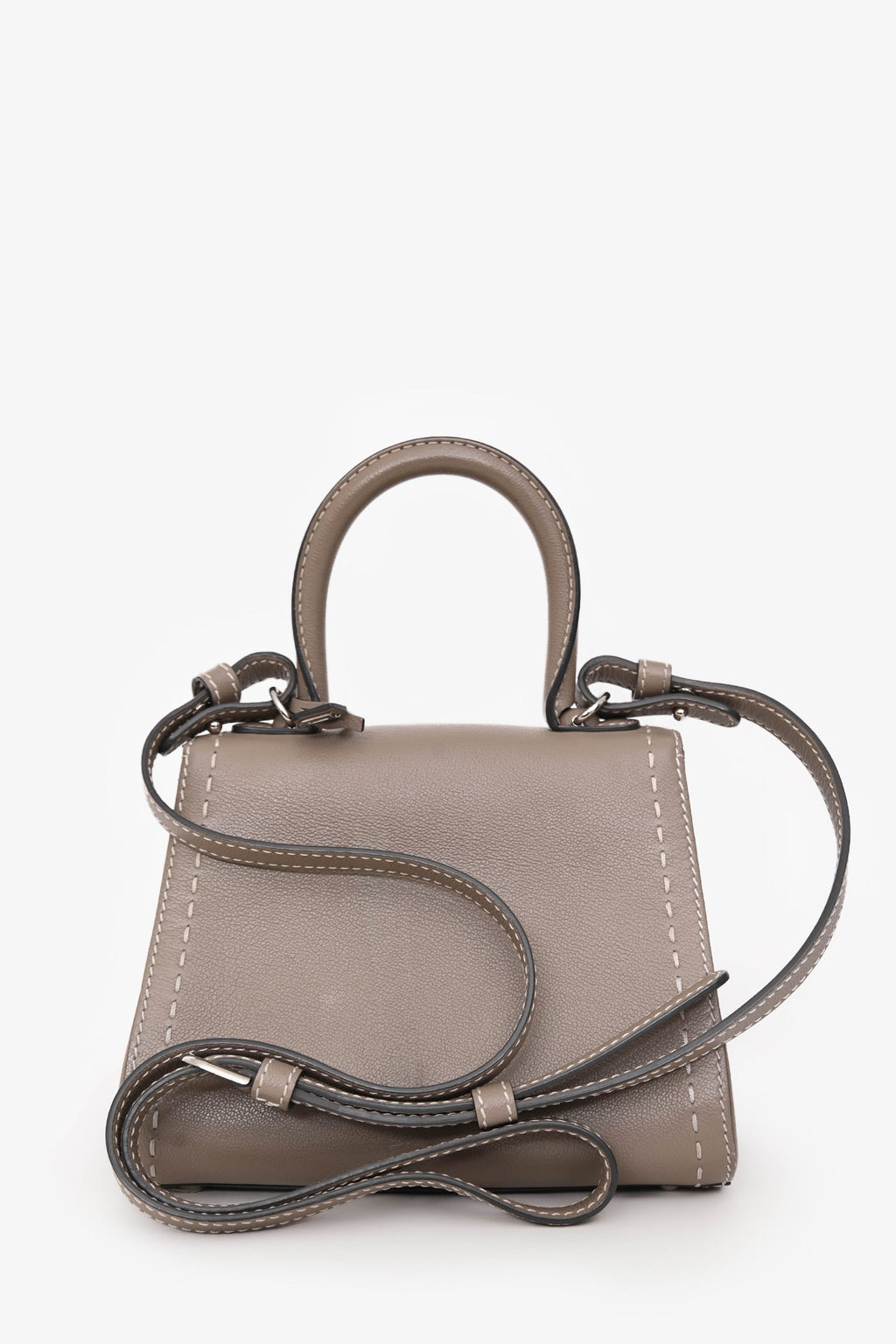 Delvaux Grey Calf Leather Surpique Brillant Mini Bag SHW with Strap