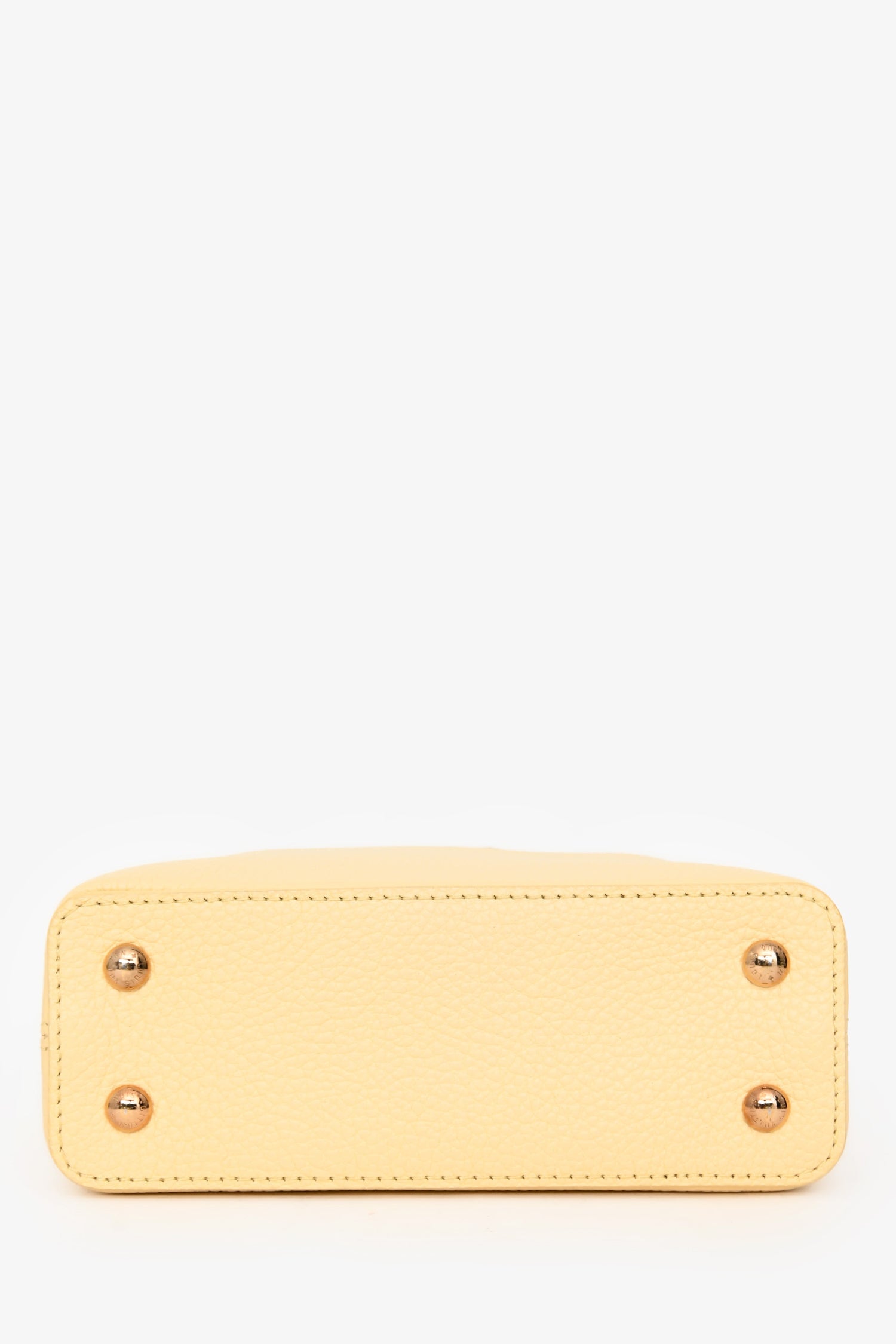 Louis Vuitton Pale Yellow Grained Leather Python Trim Mini Capucines Top Handle with Strap