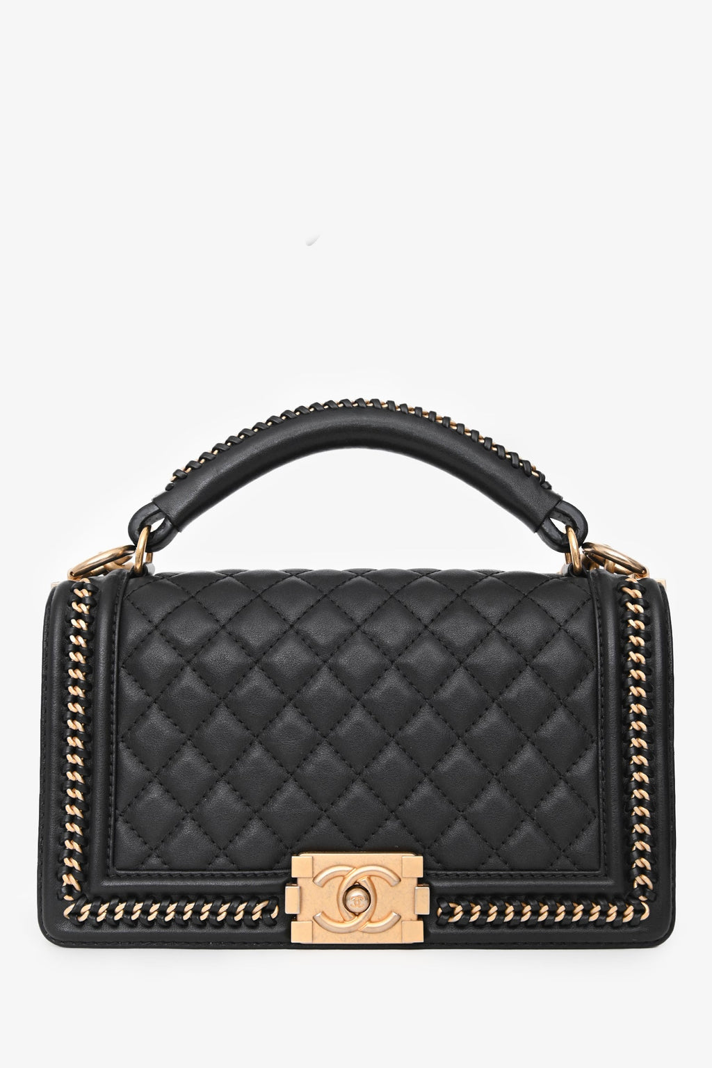 Pre-Loved Chanel™ 2016/17 Black Quilted Leather Medium Chain Top Handle Bag