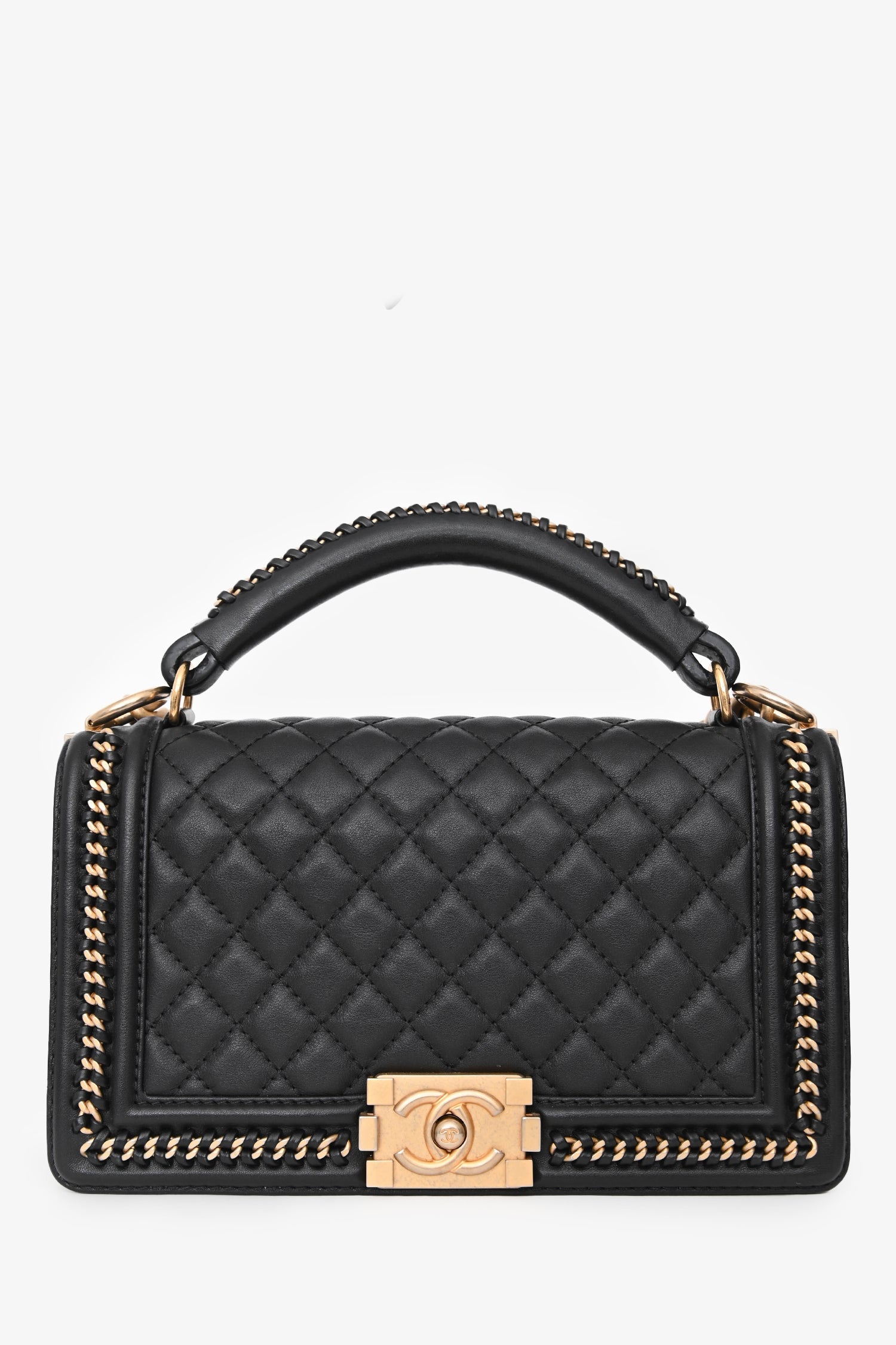 Pre-Loved Chanel™ 2016/17 Black Quilted Leather Medium Chain Top Handle Bag
