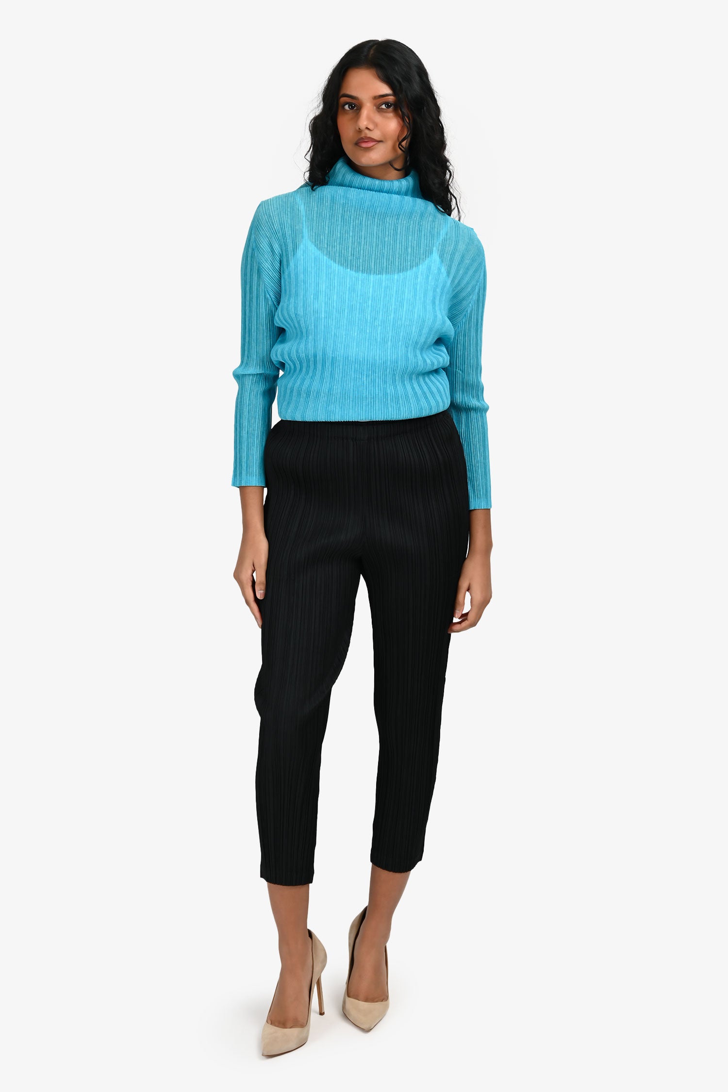 Pleats Please Issey Miyake Black Pleated Slim Fit Pants Size 2