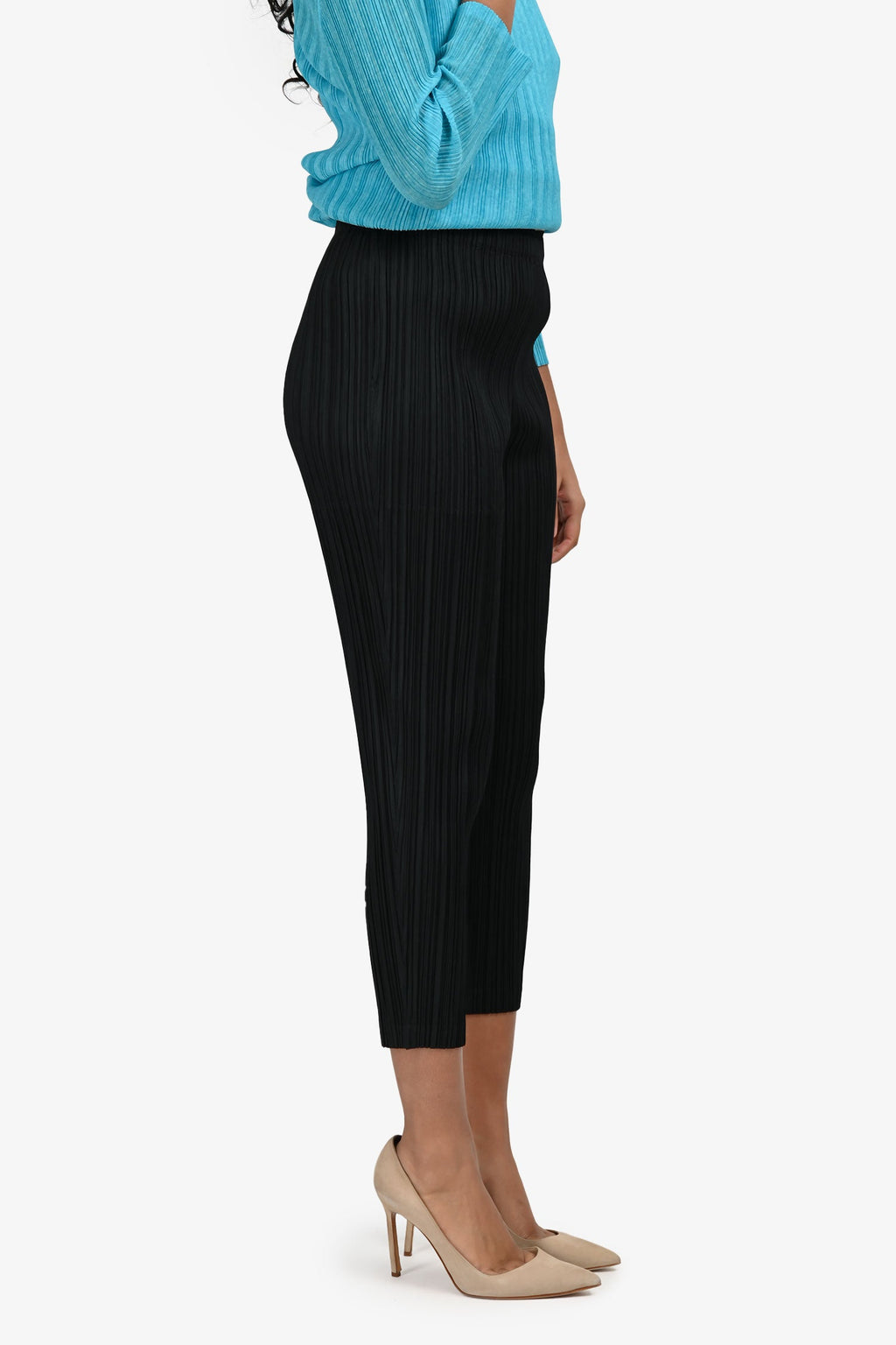 Pleats Please Issey Miyake Black Pleated Slim Fit Pants Size 2