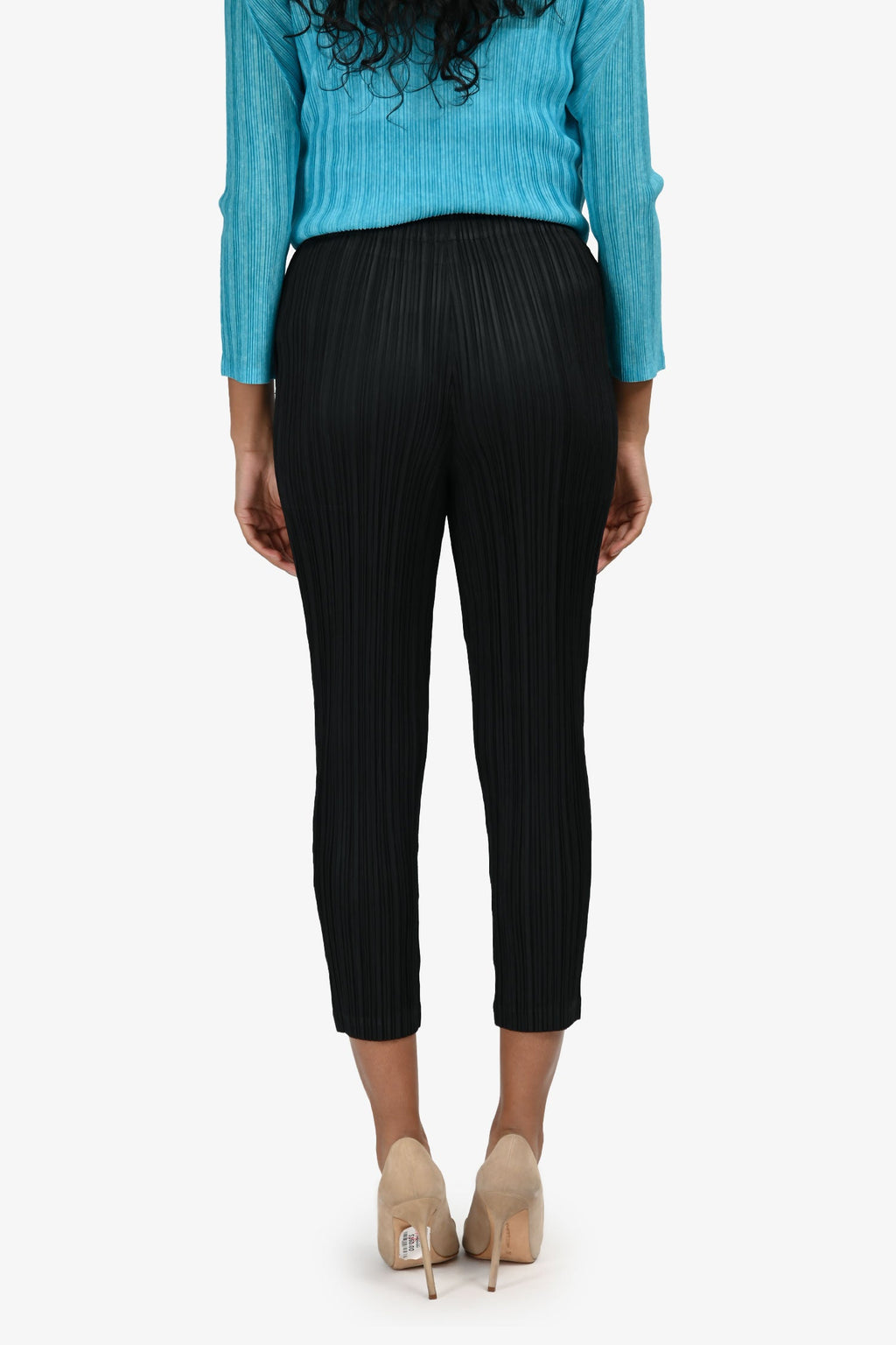 Pleats Please Issey Miyake Black Pleated Slim Fit Pants Size 2
