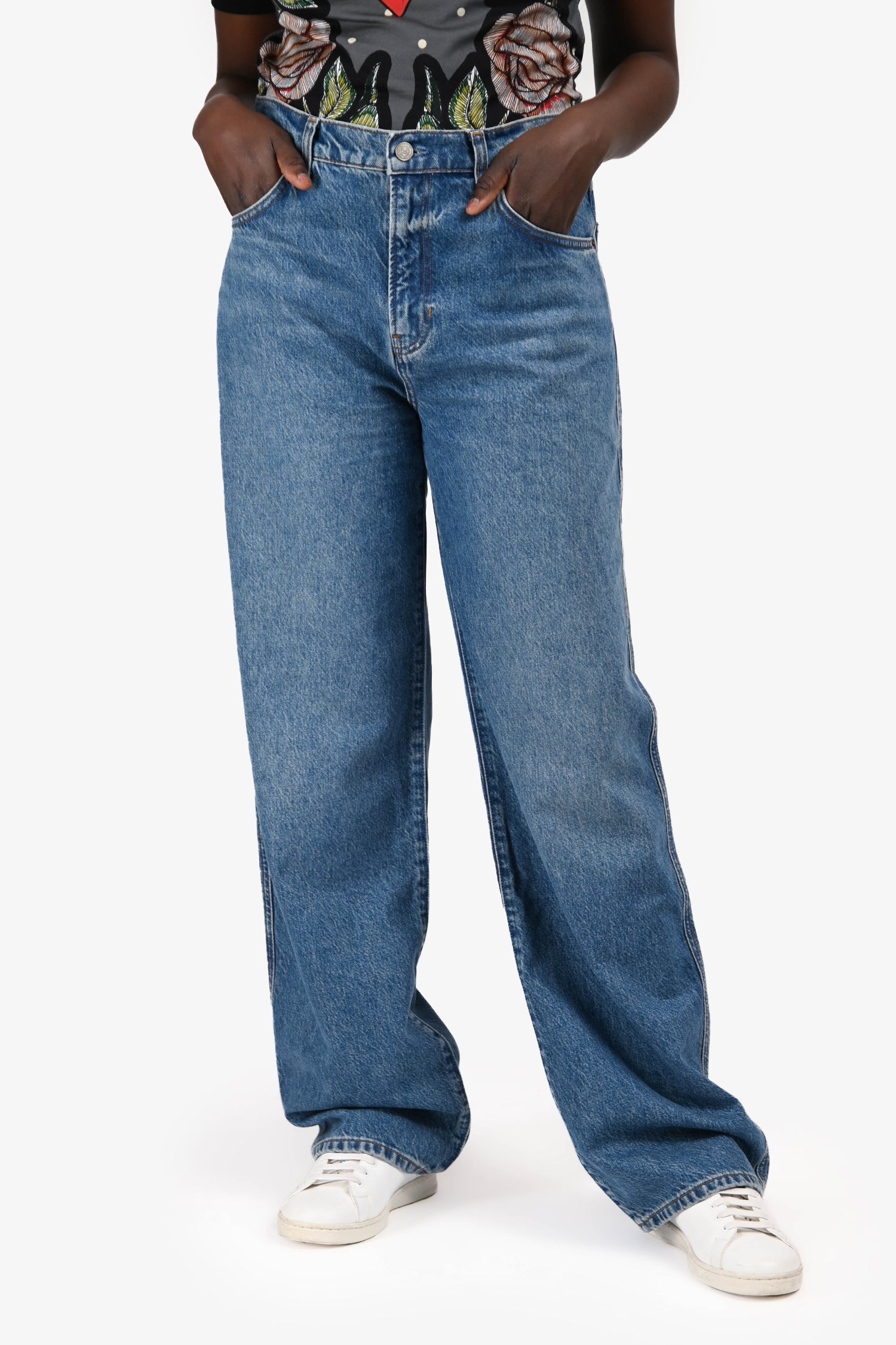 Reformation Blue Denim Mid Rise Straight 'Val 90s' Jeans Size 30L