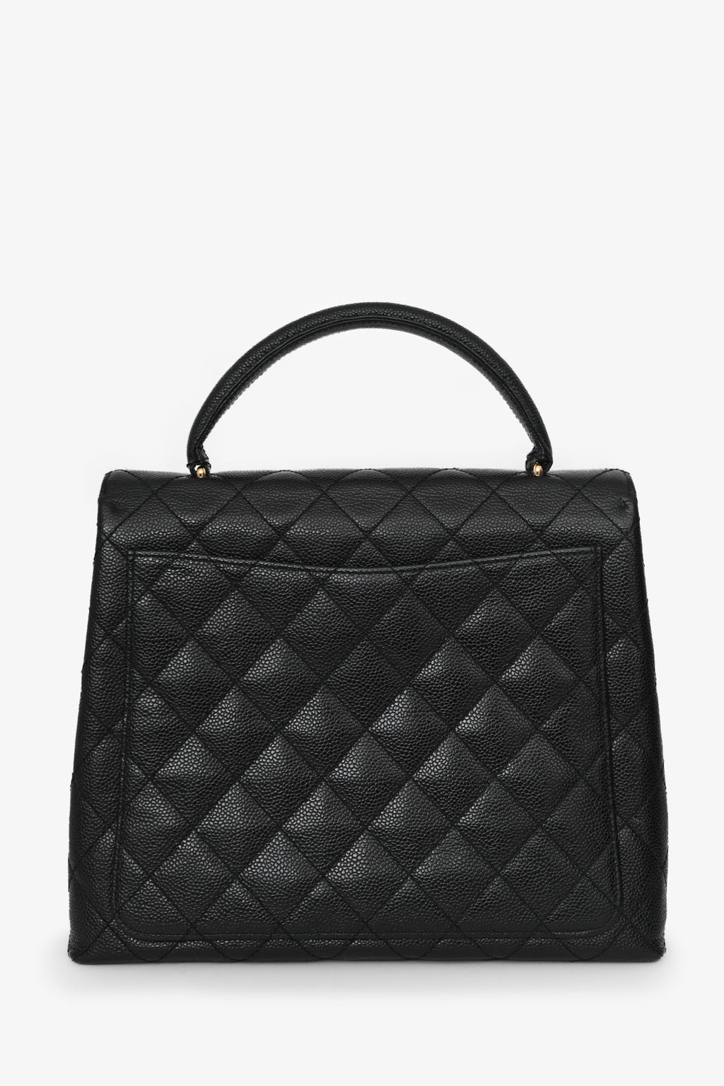 Pre-Loved Chanel™ 2002/03 Black Caviar Leather 'Kelly' Top Handle