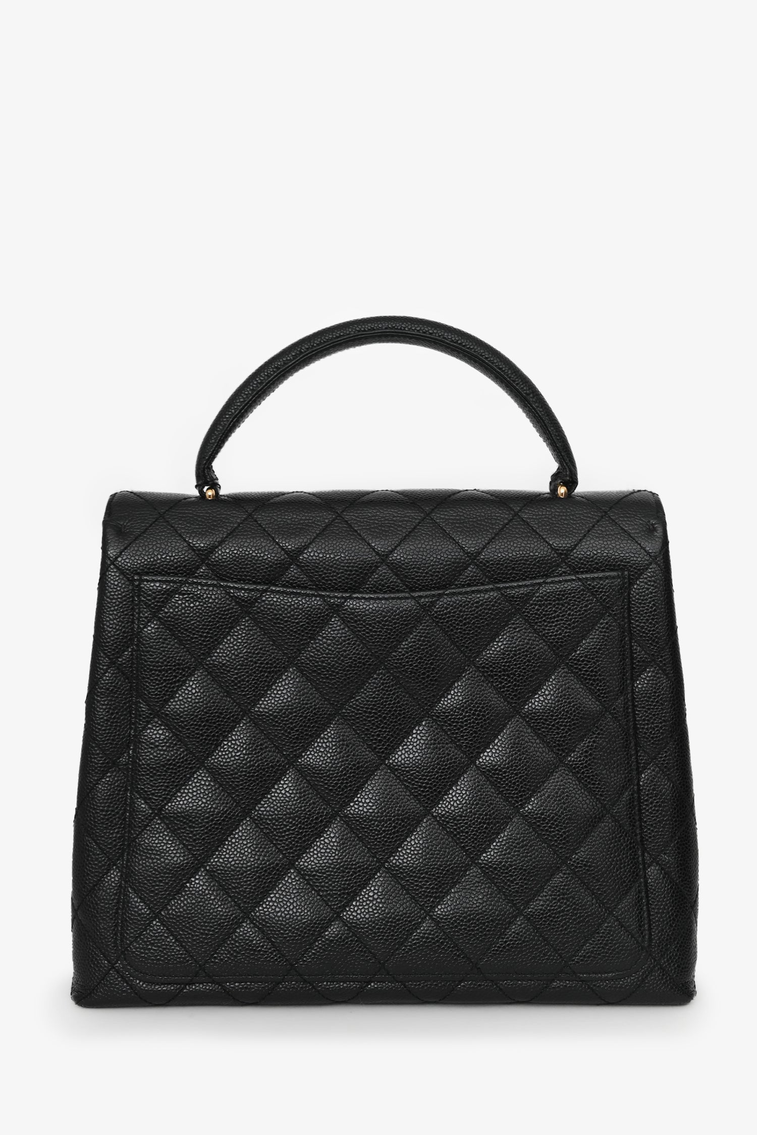 Pre-Loved Chanel™ 2002/03 Black Caviar Leather 'Kelly' Top Handle