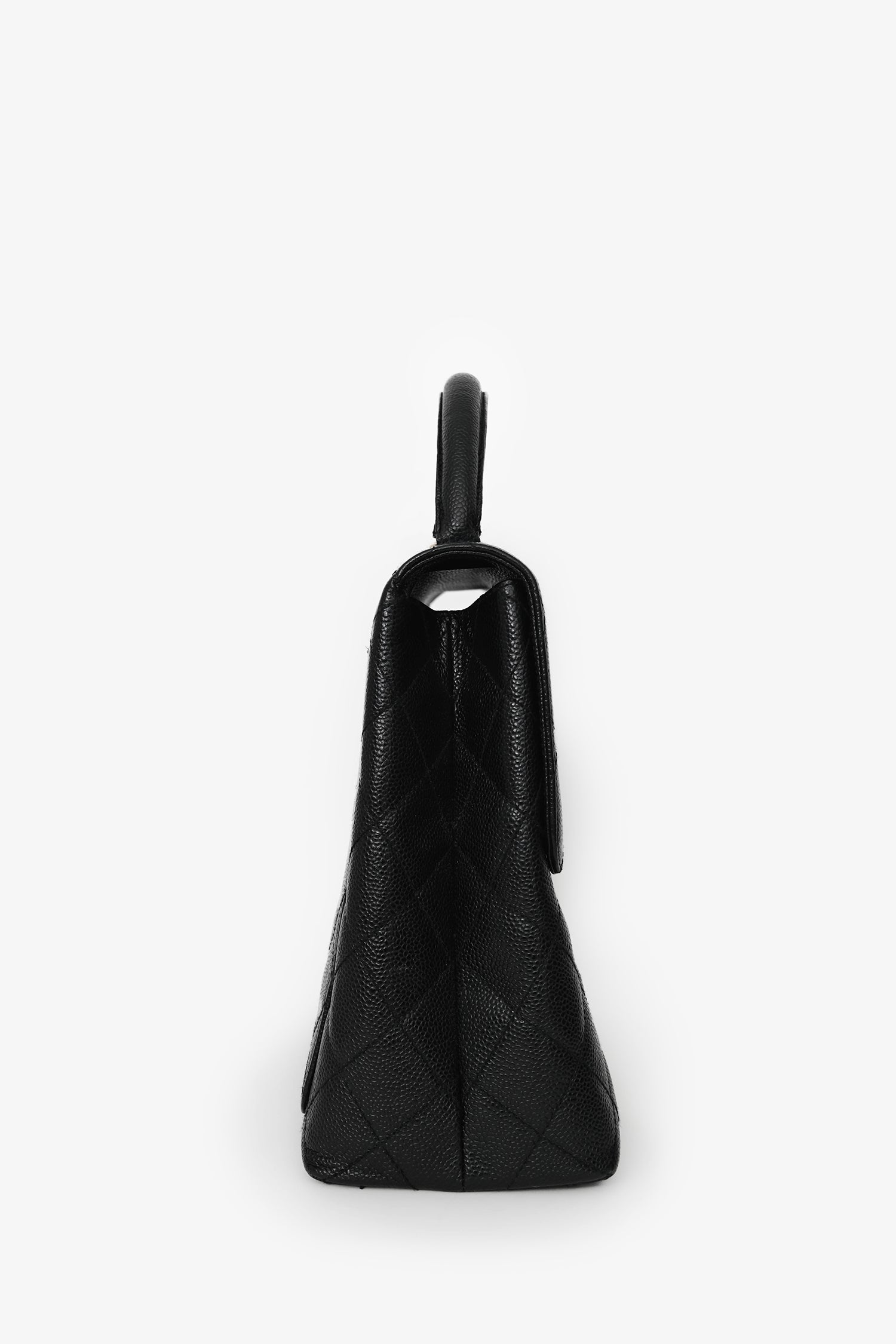Pre-Loved Chanel™ 2002/03 Black Caviar Leather 'Kelly' Top Handle
