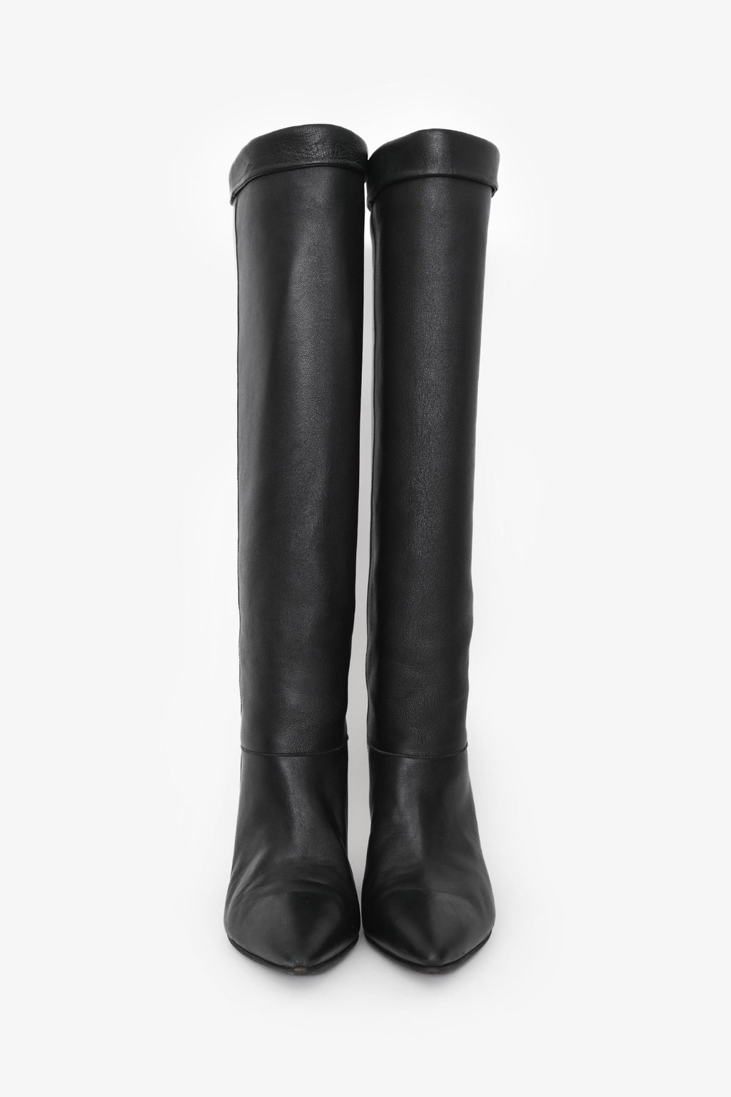 Isabel Marant Black Leather Conic Heel Tall Boots Size 37