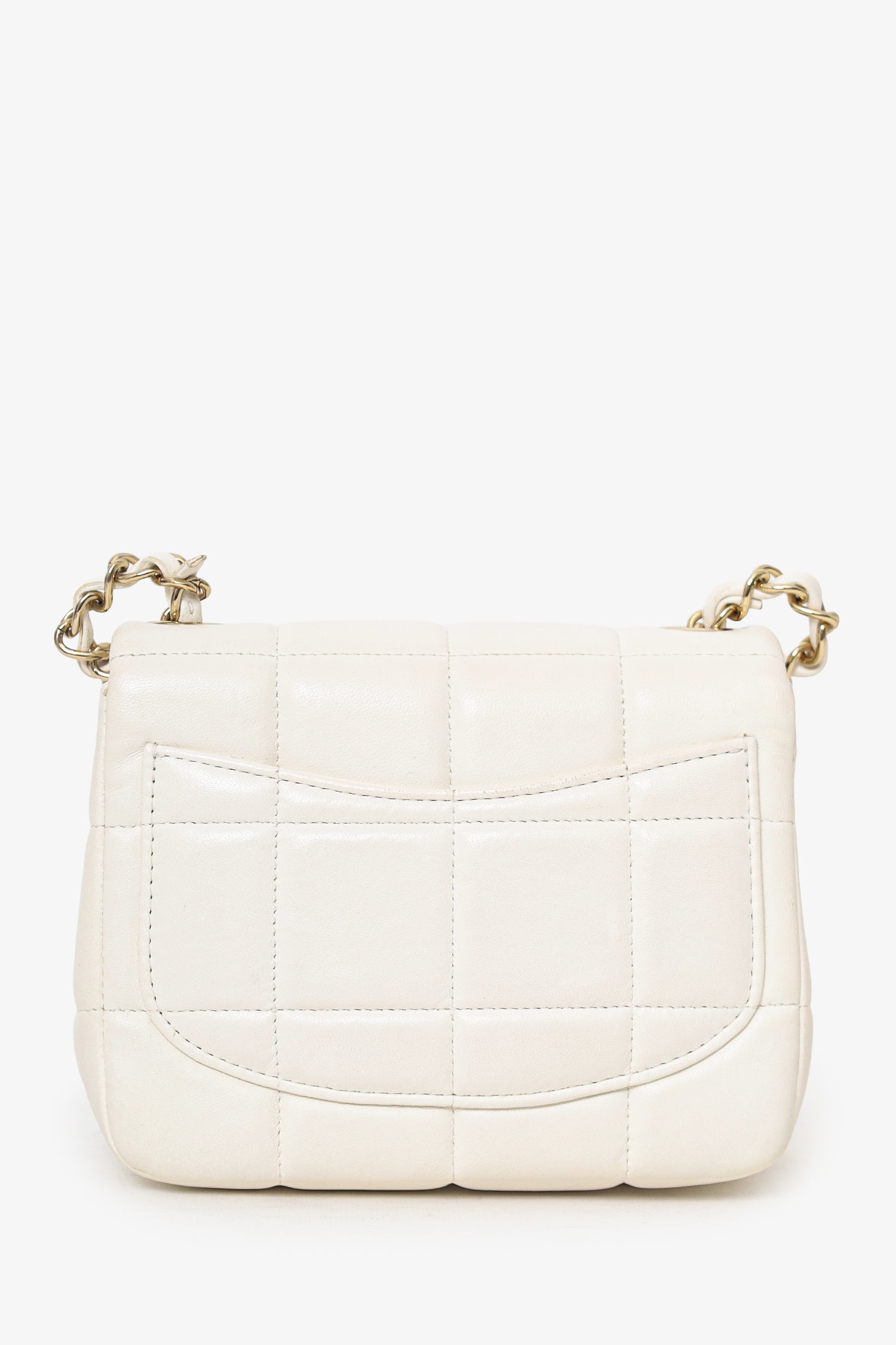 Pre-Loved Chanel™ 2023 White Quilted Lambskin Resin Crystal Monacoco Mini Square Flap Bag