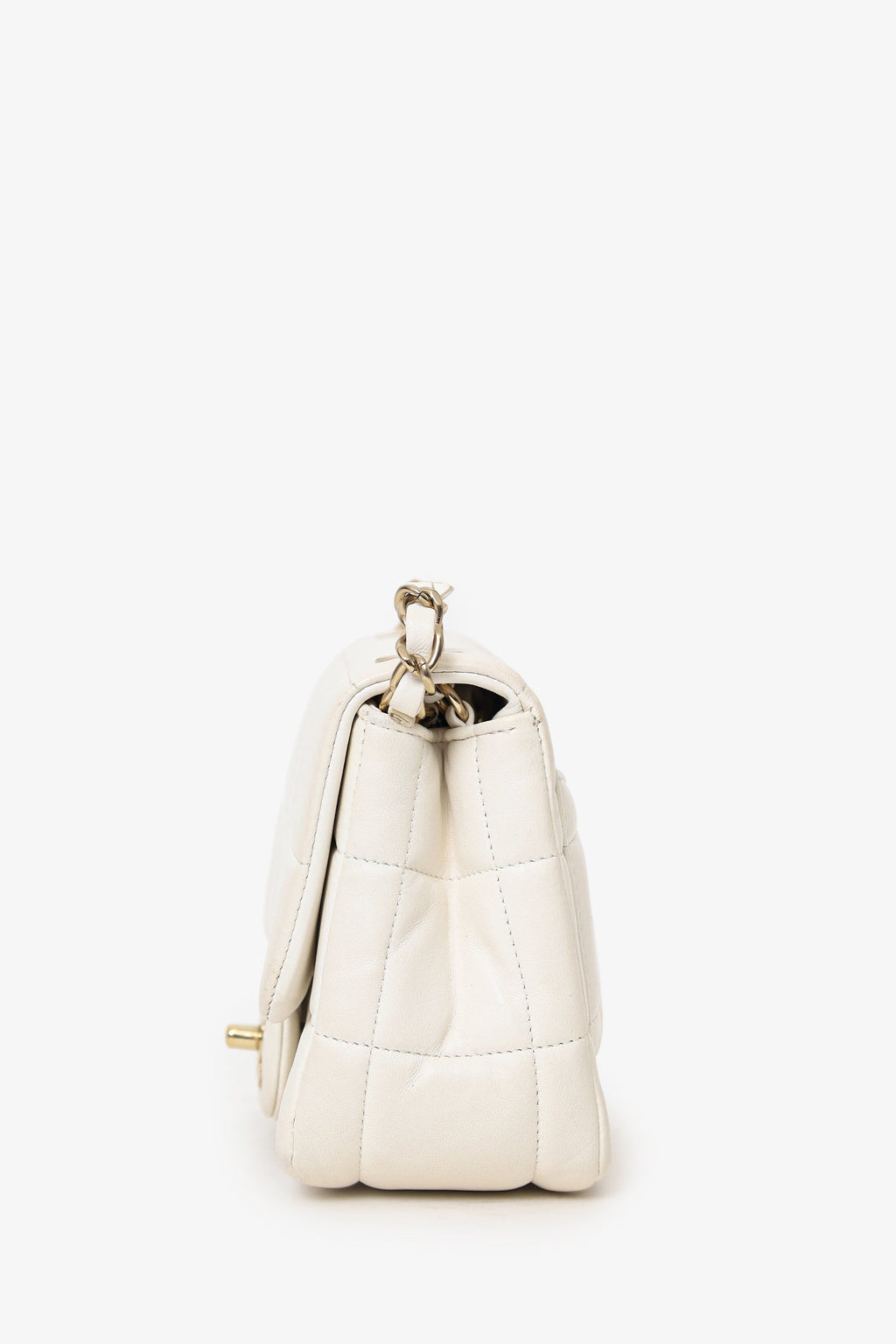 Pre-Loved Chanel™ 2023 White Quilted Lambskin Resin Crystal Monacoco Mini Square Flap Bag