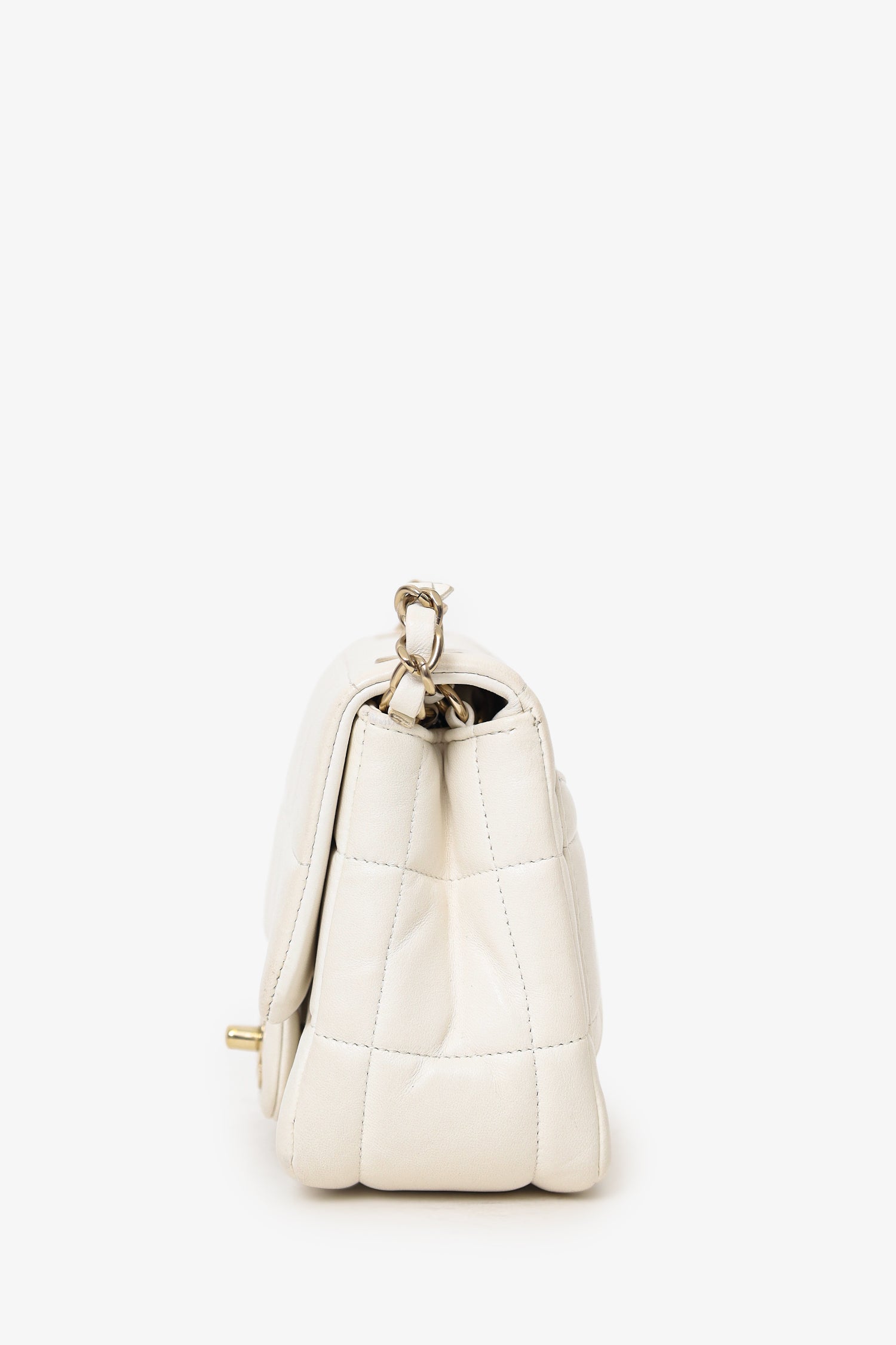 Pre-Loved Chanel™ 2023 White Quilted Lambskin Resin Crystal Monacoco Mini Square Flap Bag