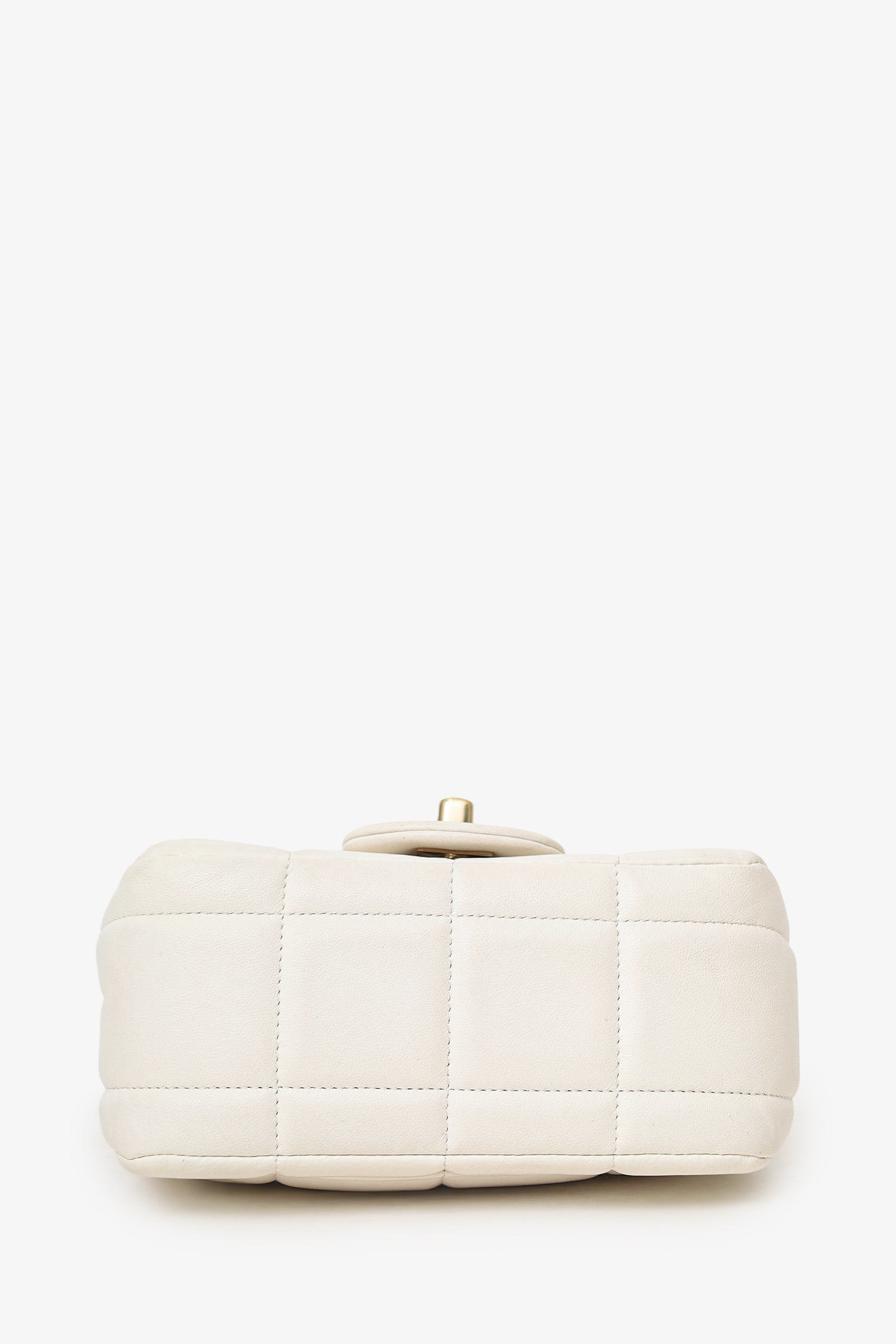 Pre-Loved Chanel™ 2023 White Quilted Lambskin Resin Crystal Monacoco Mini Square Flap Bag