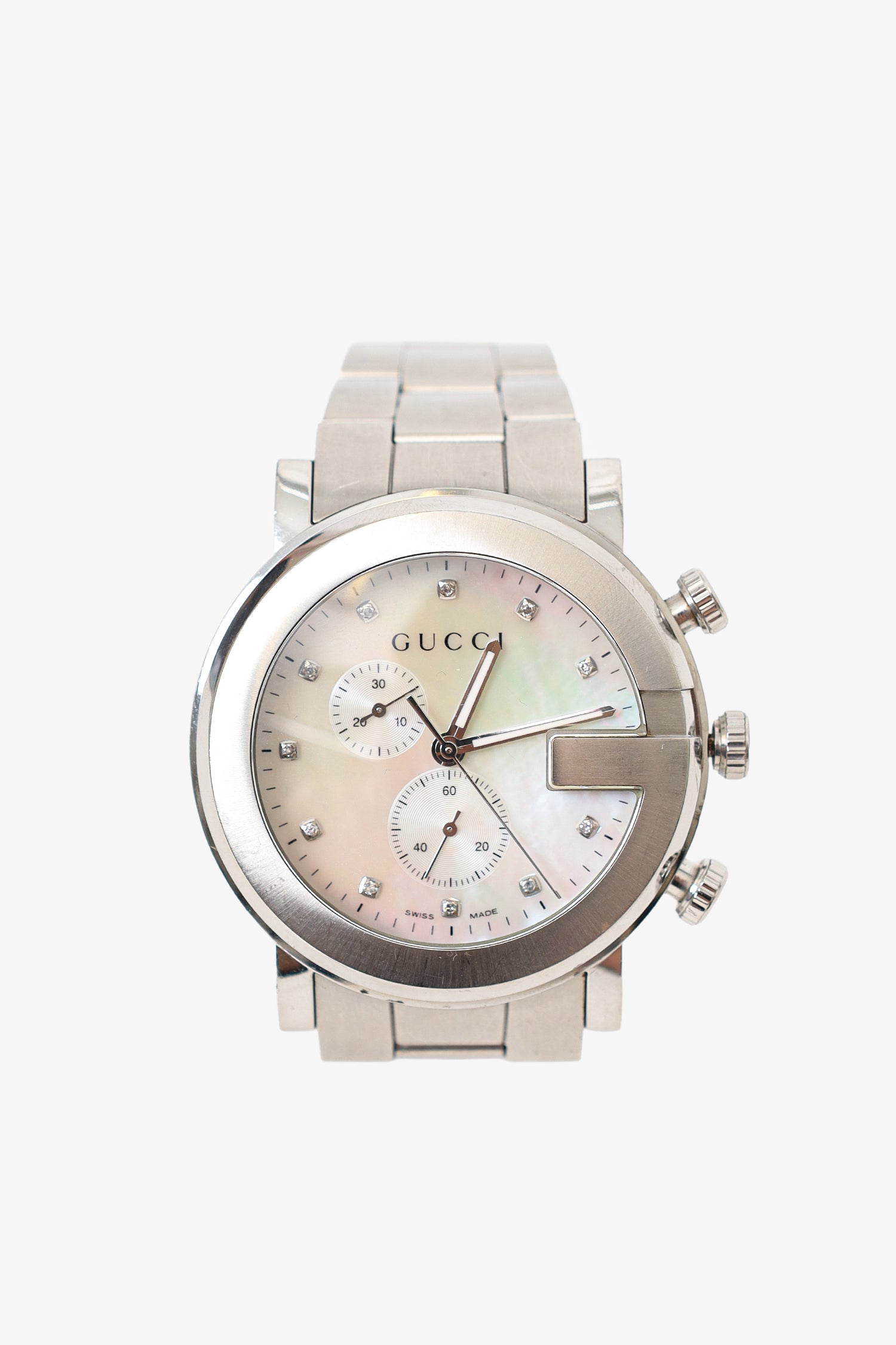 Gucci Stainless Steel/Mother of Pearl/Diamond 101M G-Chrono Watch