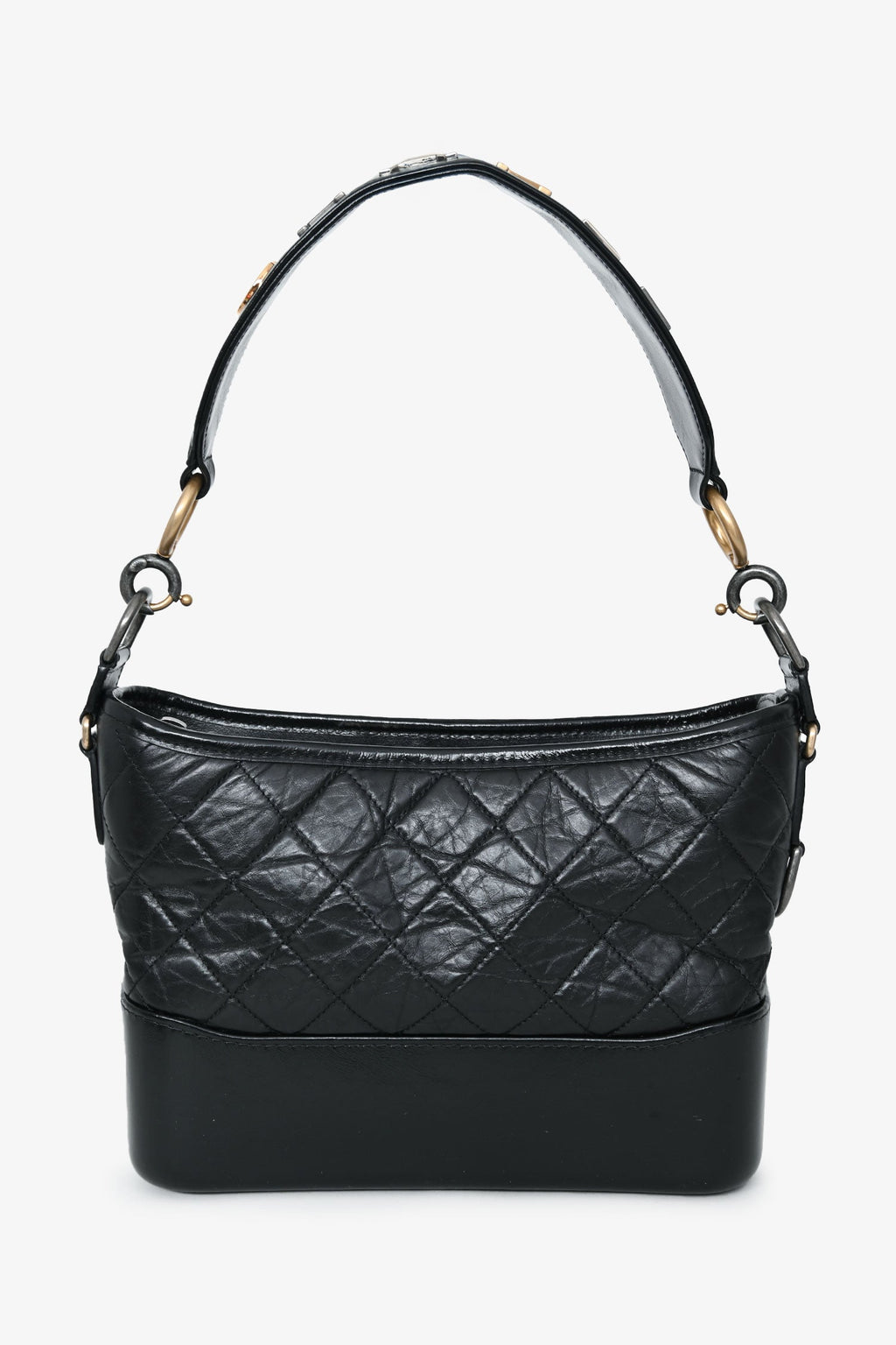 Pre-Loved Chanel™ 2019-20 Black Leather Medium Gabrielle Crossbody Bag with Logo Strap