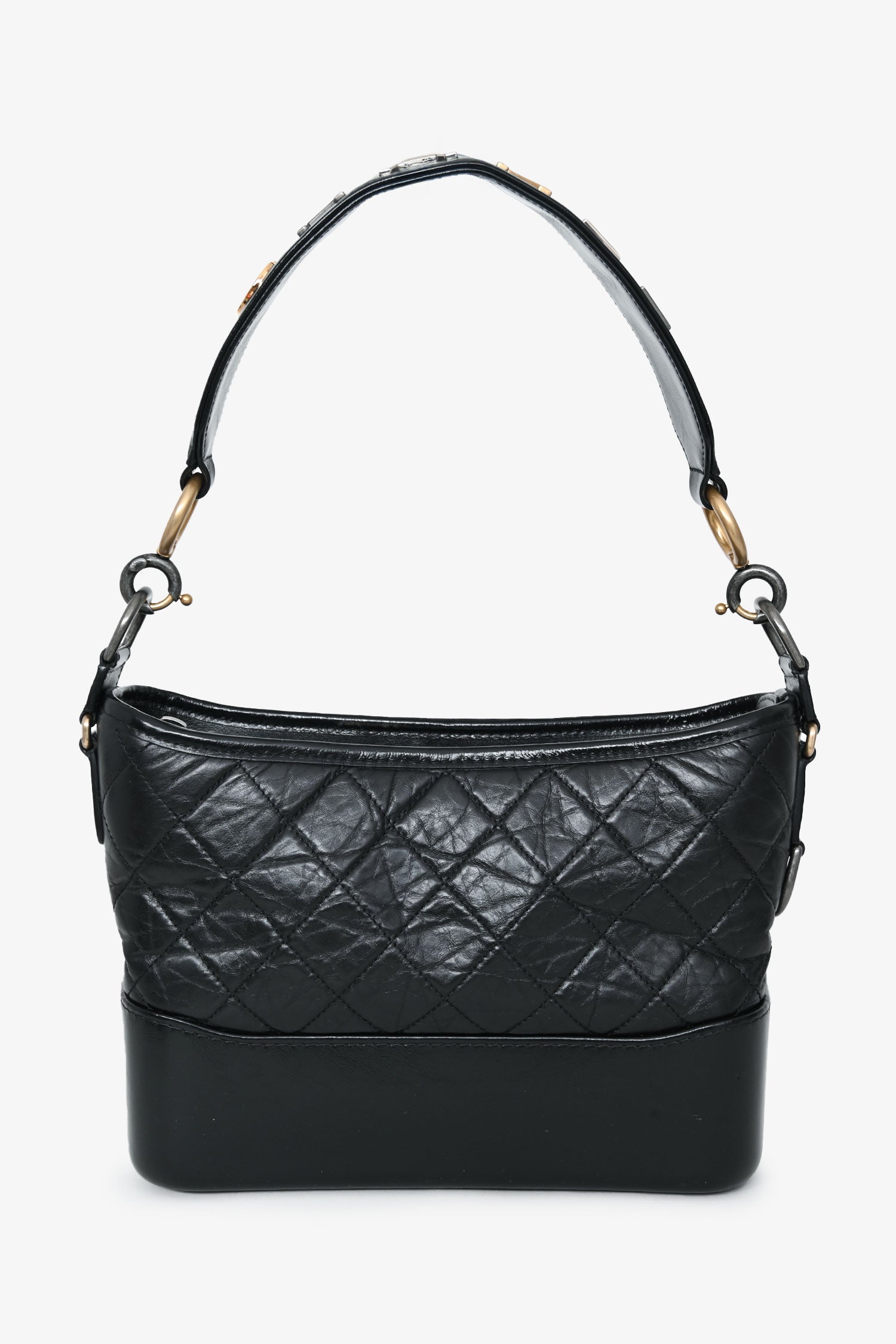 Pre-Loved Chanel™ 2019-20 Black Leather Medium Gabrielle Crossbody Bag with Logo Strap