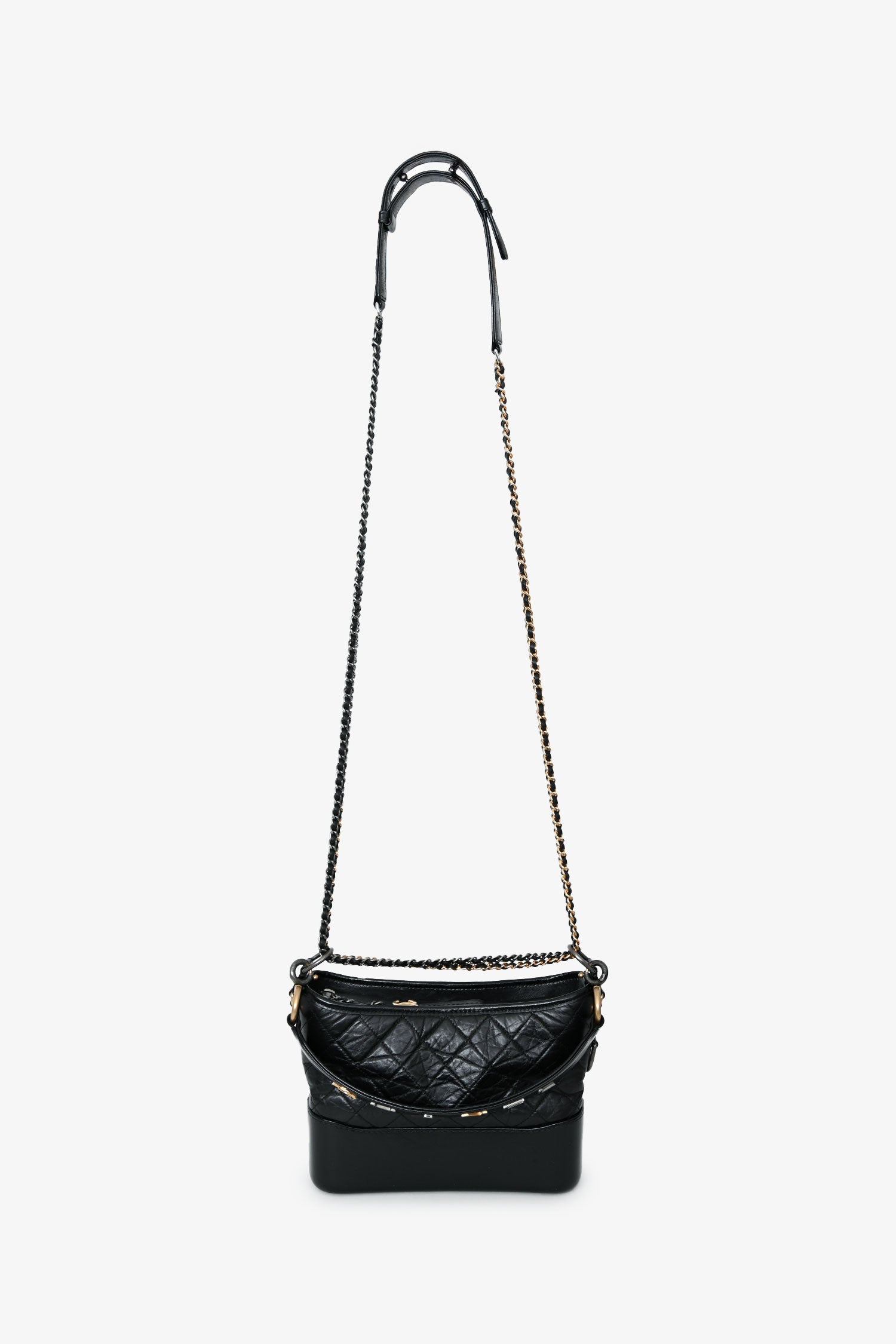 Pre-Loved Chanel™ 2019-20 Black Leather Medium Gabrielle Crossbody Bag with Logo Strap