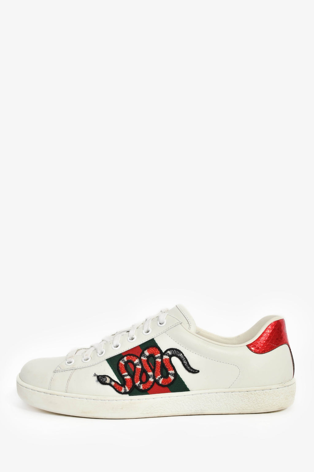Gucci White Leather Web Ace Sneakers Size 7.5 Mens
