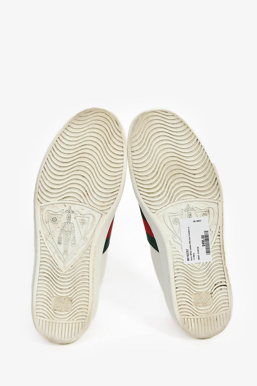 Gucci White Leather Web Ace Sneakers Size 7.5 Mens