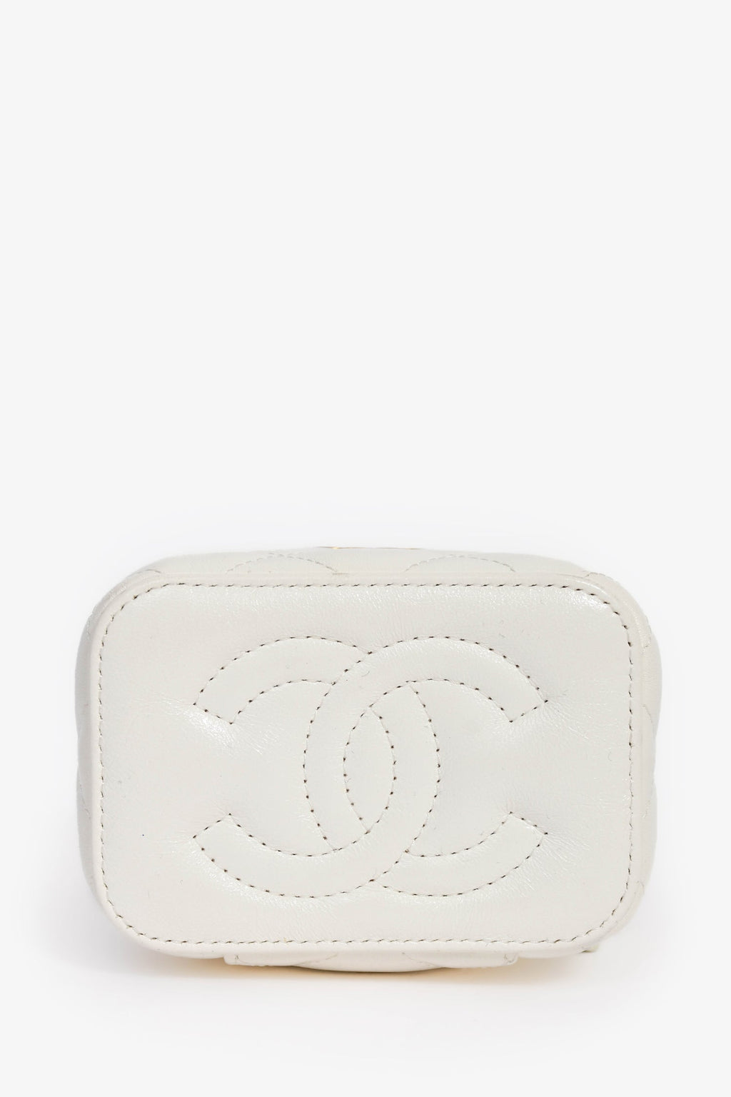 Pre-Loved Chanel™ 2022 White Lambskin Mini Vanity On Chain