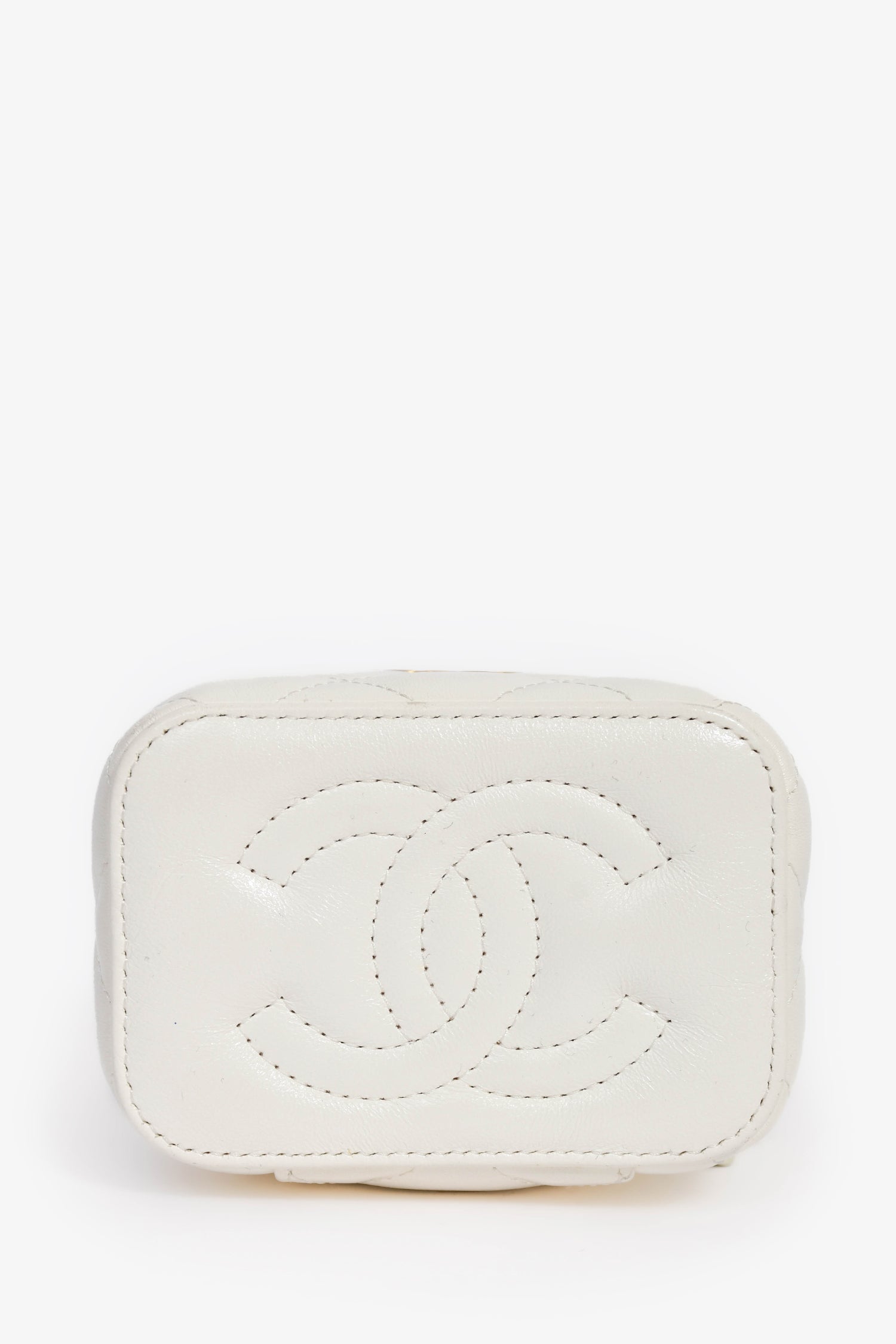 Pre-Loved Chanel™ 2022 White Lambskin Mini Vanity On Chain