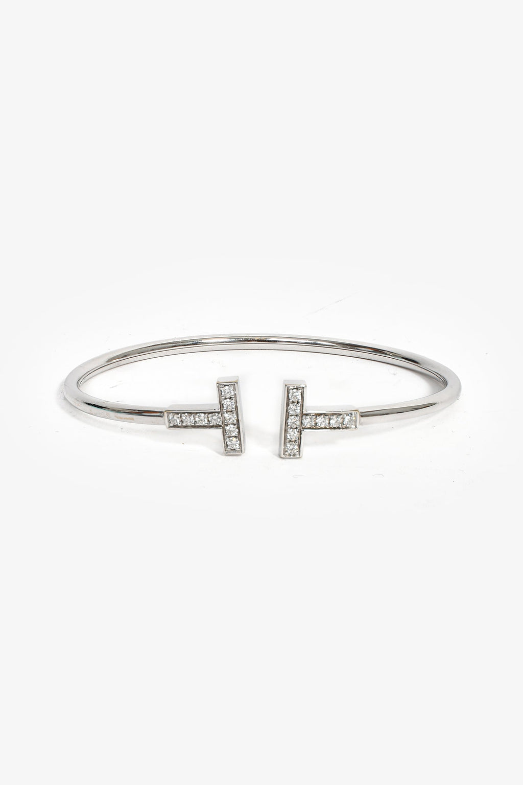 Tiffany & Co. 18k White Gold Diamond T Wire Bracelet