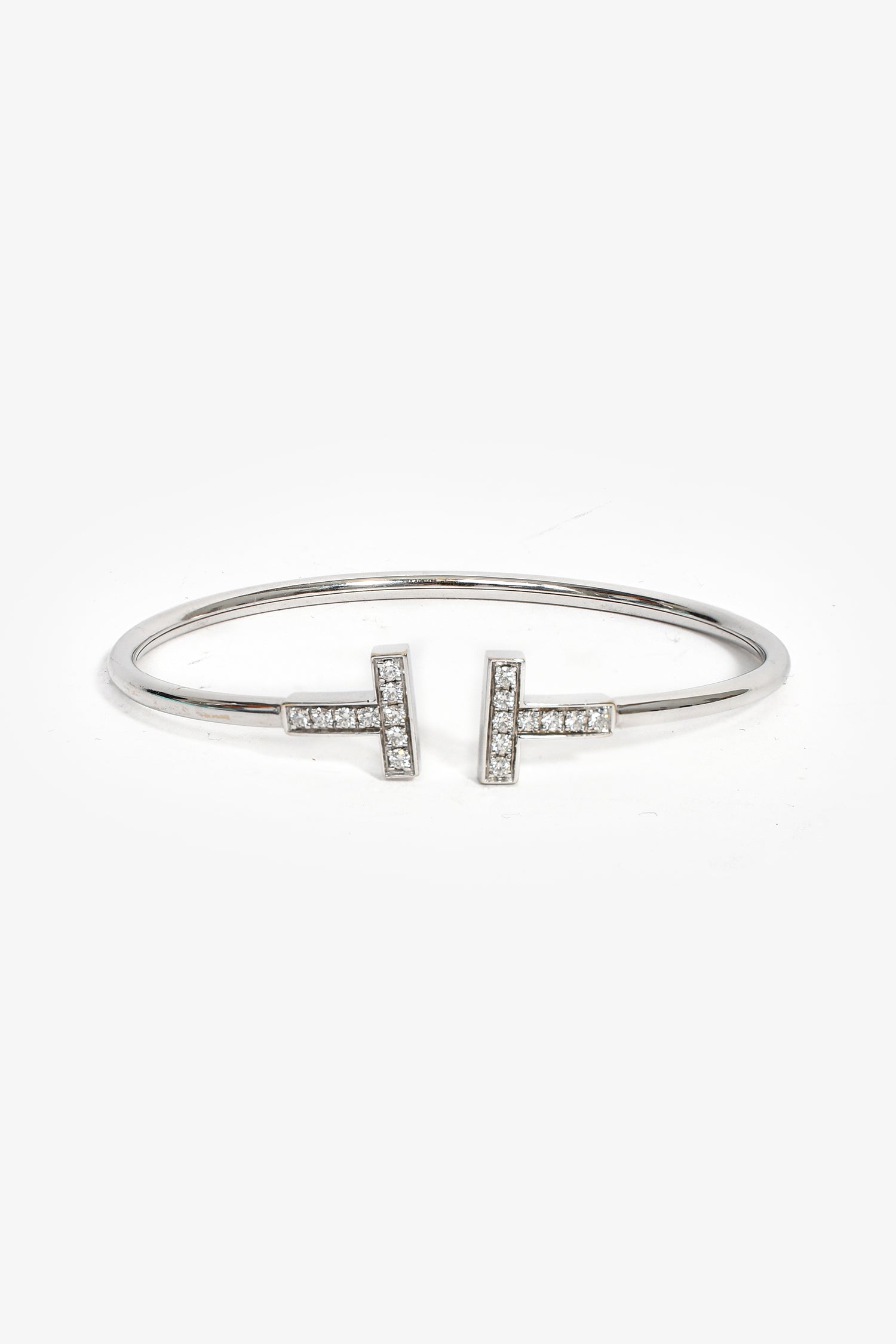 Tiffany & Co. 18k White Gold Diamond T Wire Bracelet