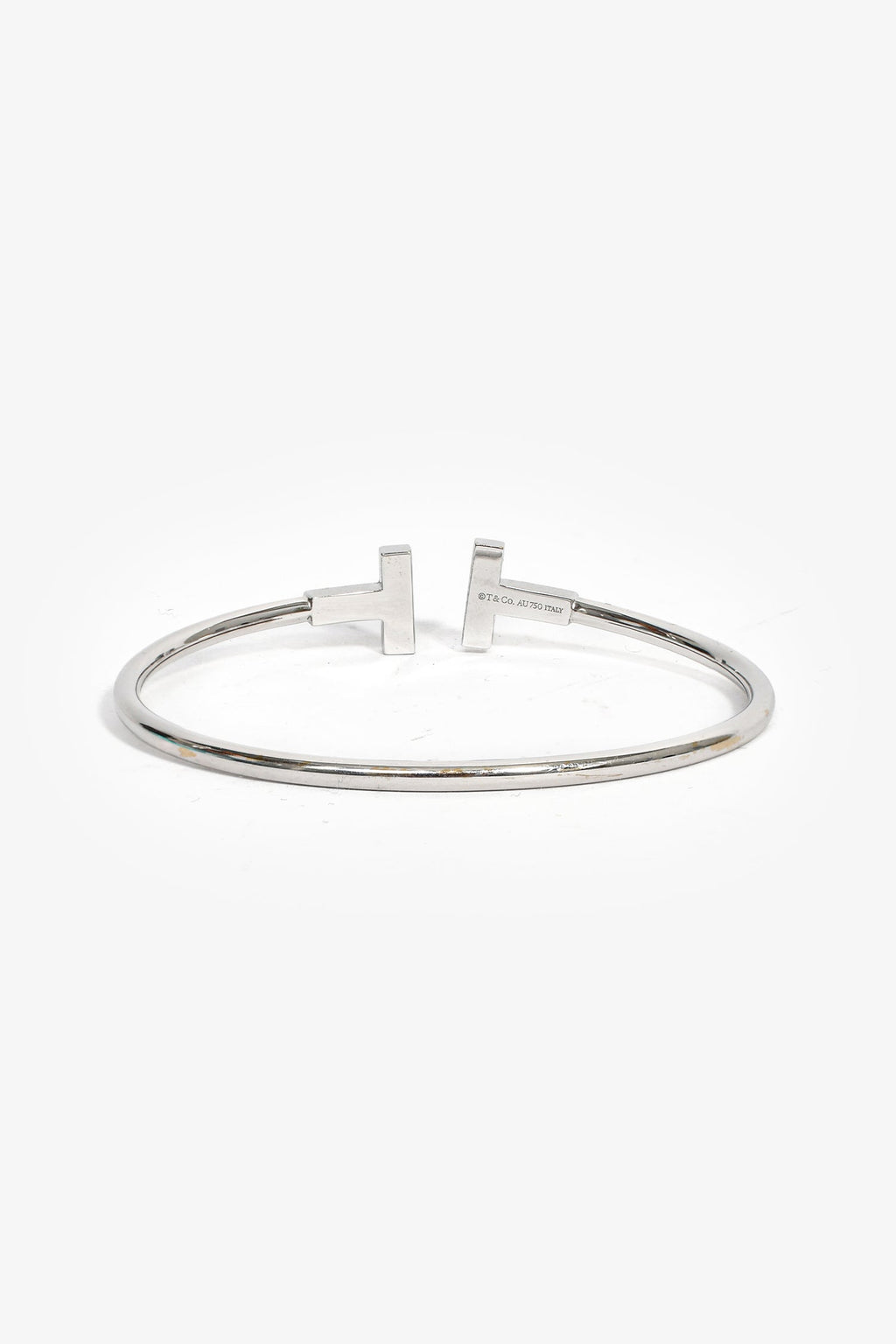 Tiffany & Co. 18k White Gold Diamond T Wire Bracelet