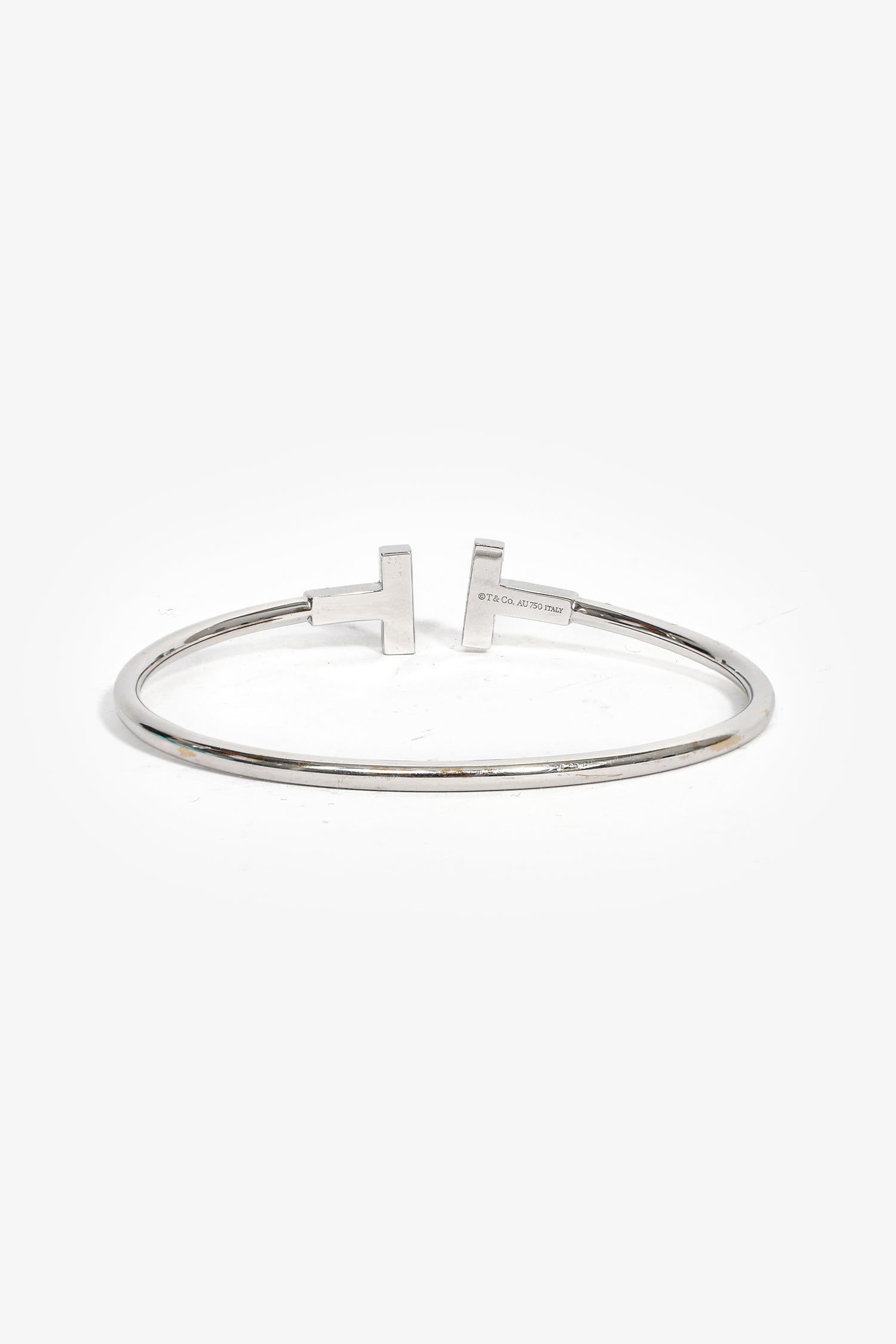 Tiffany & Co. 18k White Gold Diamond T Wire Bracelet