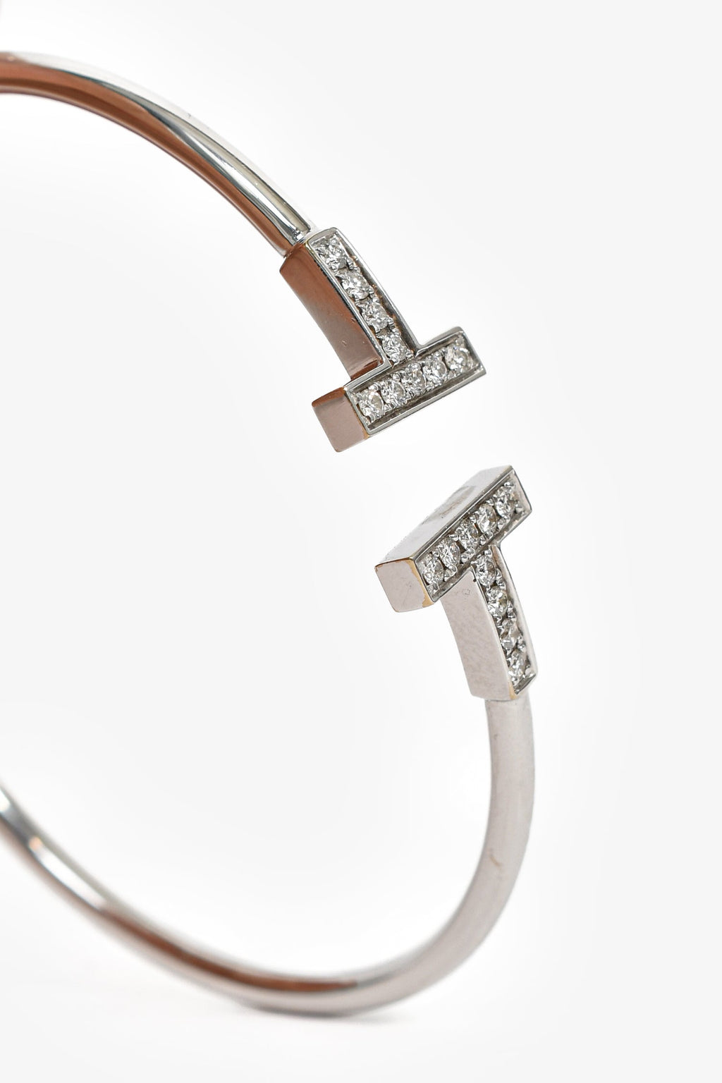 Tiffany & Co. 18k White Gold Diamond T Wire Bracelet